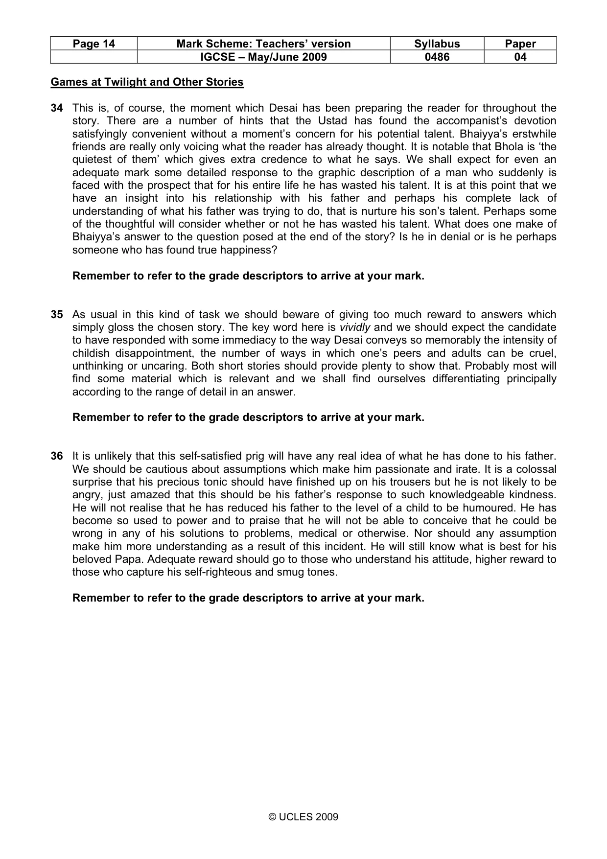 Mark scheme, page 14 of 18