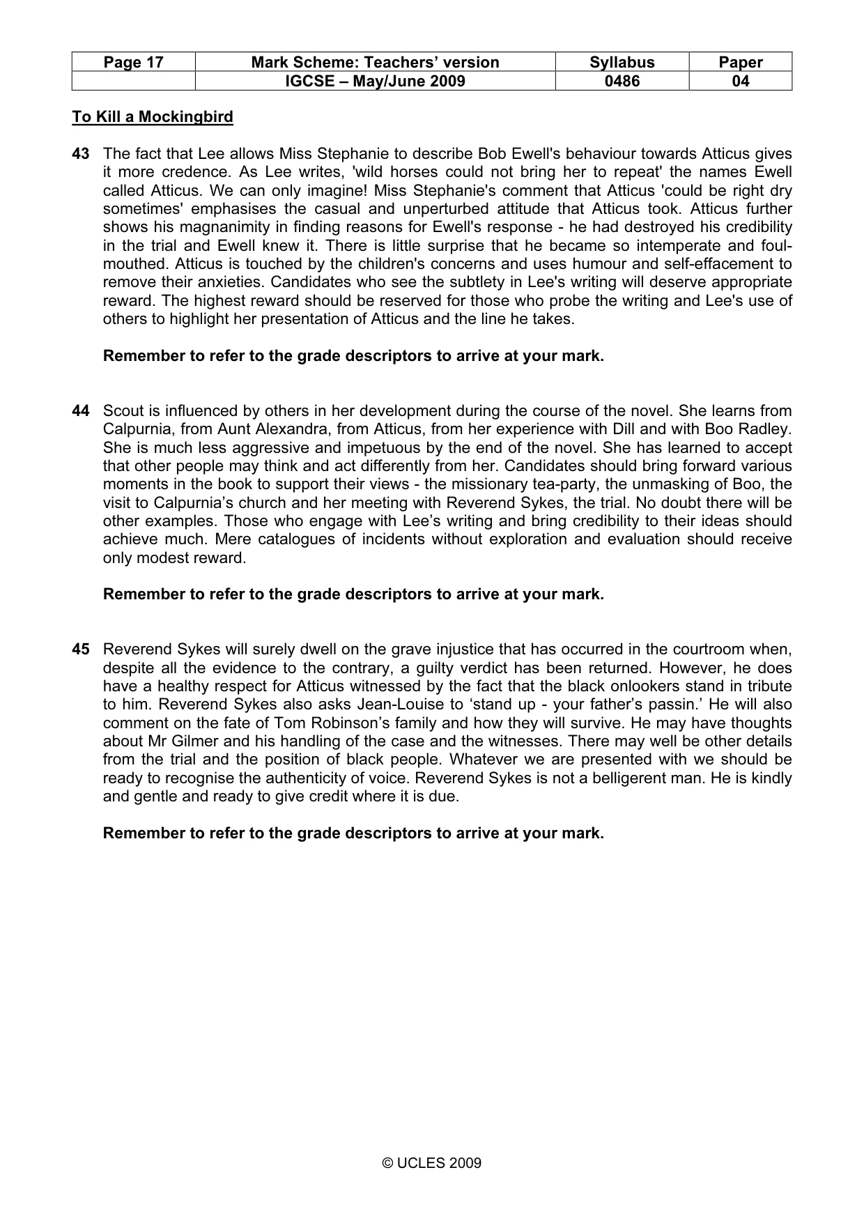 Mark scheme, page 17 of 18