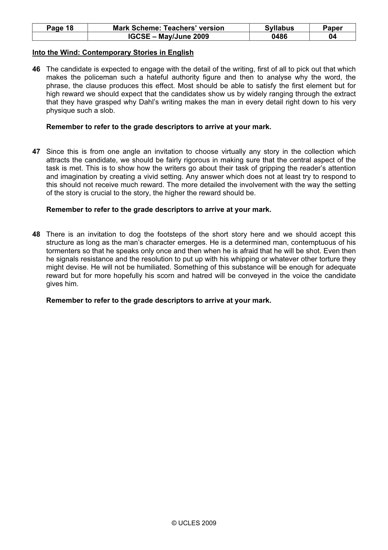 Mark scheme, page 18 of 18