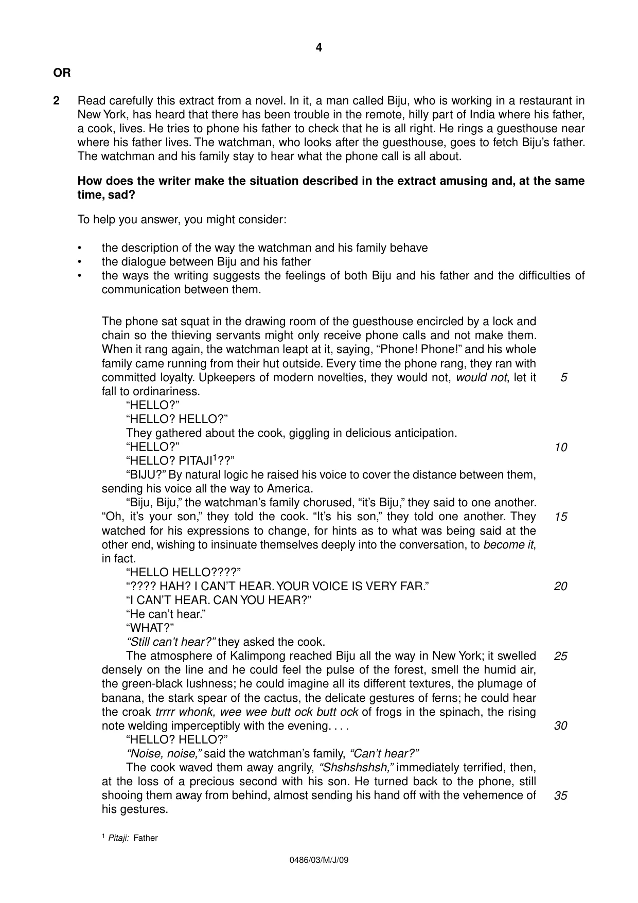Cambridge IGCSE English - Literature 0486 2009 May/June Paper 3 · Variant 1 question paper, page 4 of 8