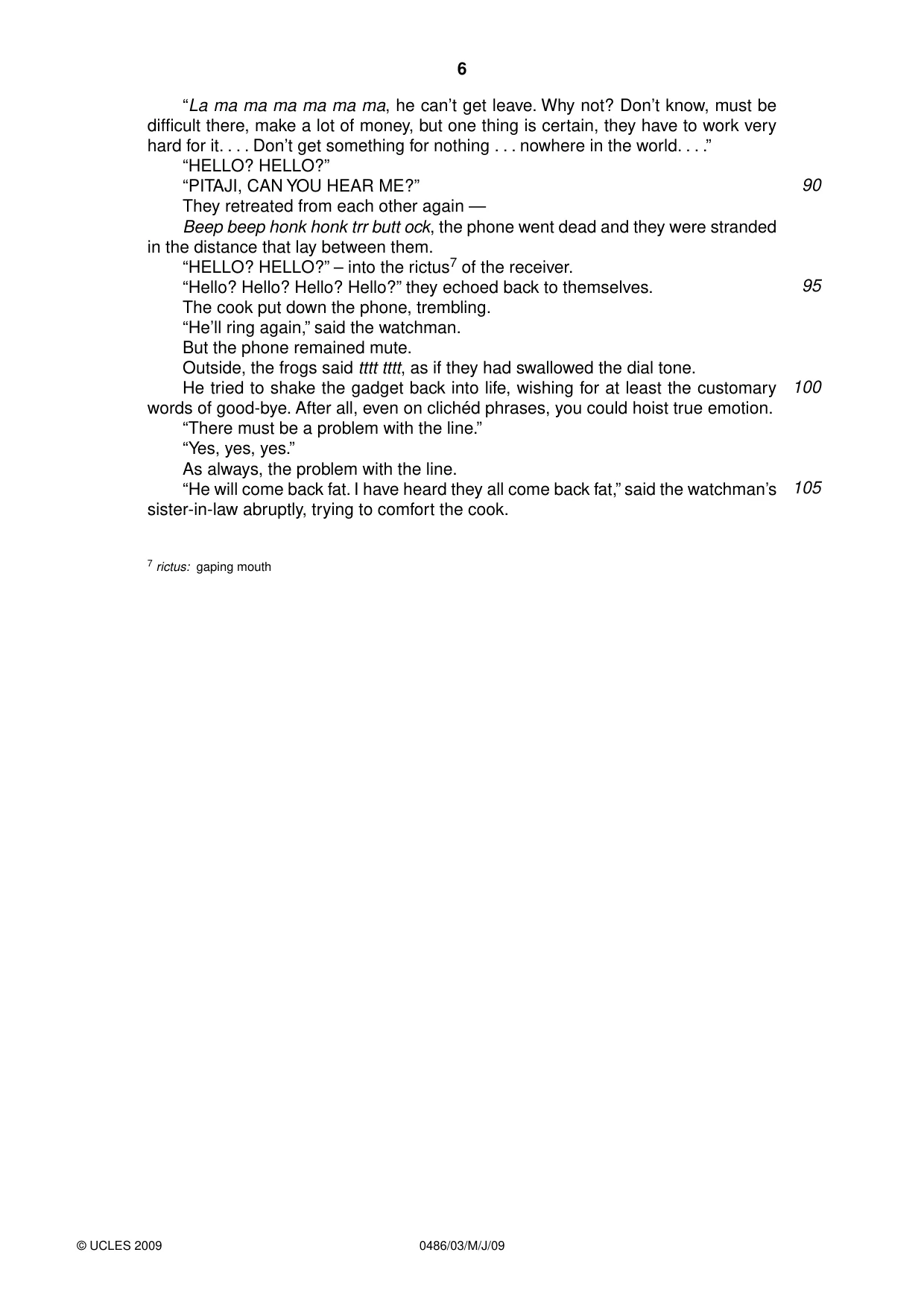 Cambridge IGCSE English - Literature 0486 2009 May/June Paper 3 · Variant 1 question paper, page 6 of 8
