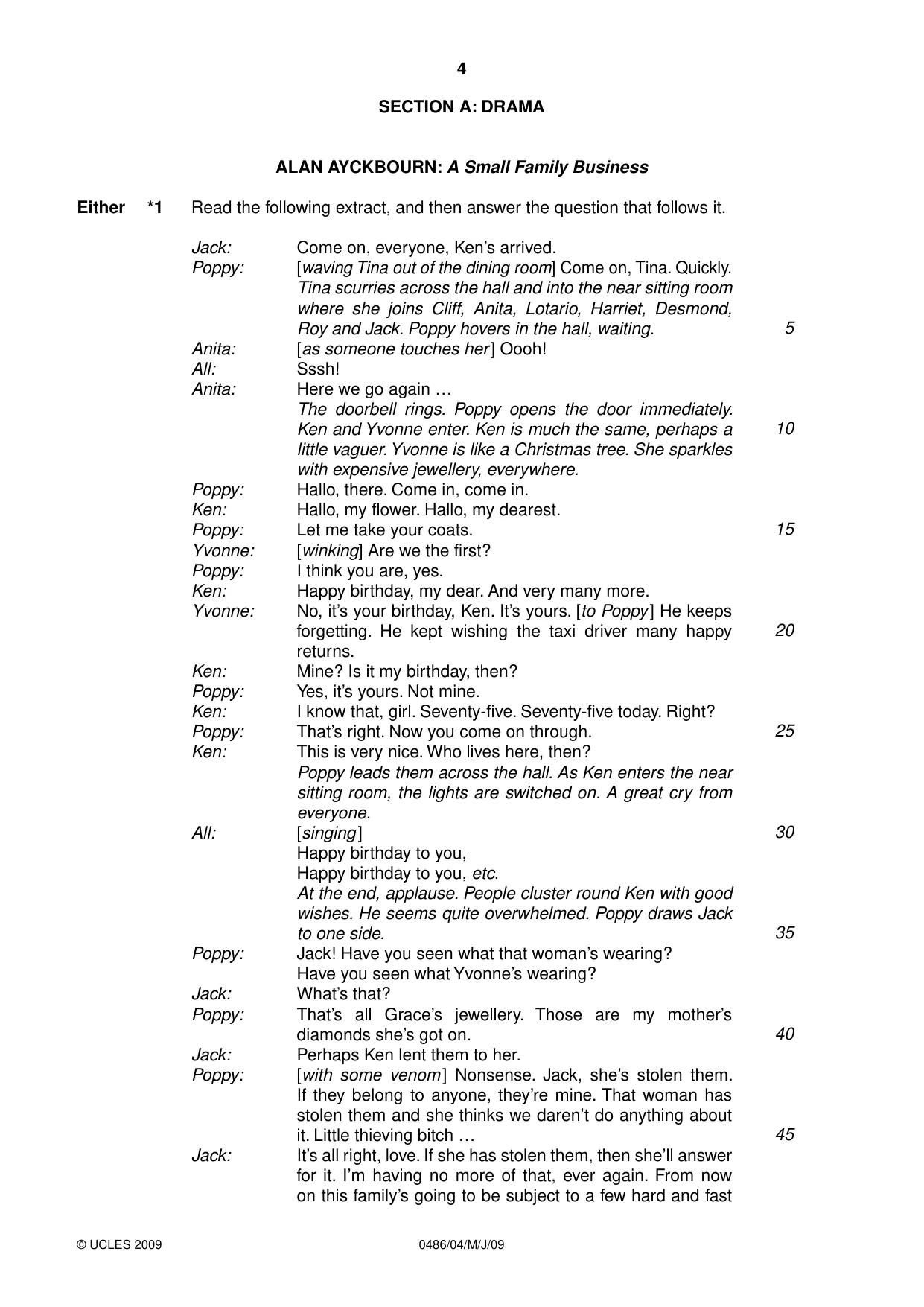 Cambridge IGCSE English - Literature 0486 2009 May/June Paper 4 · Variant 1 question paper, page 4 of 36