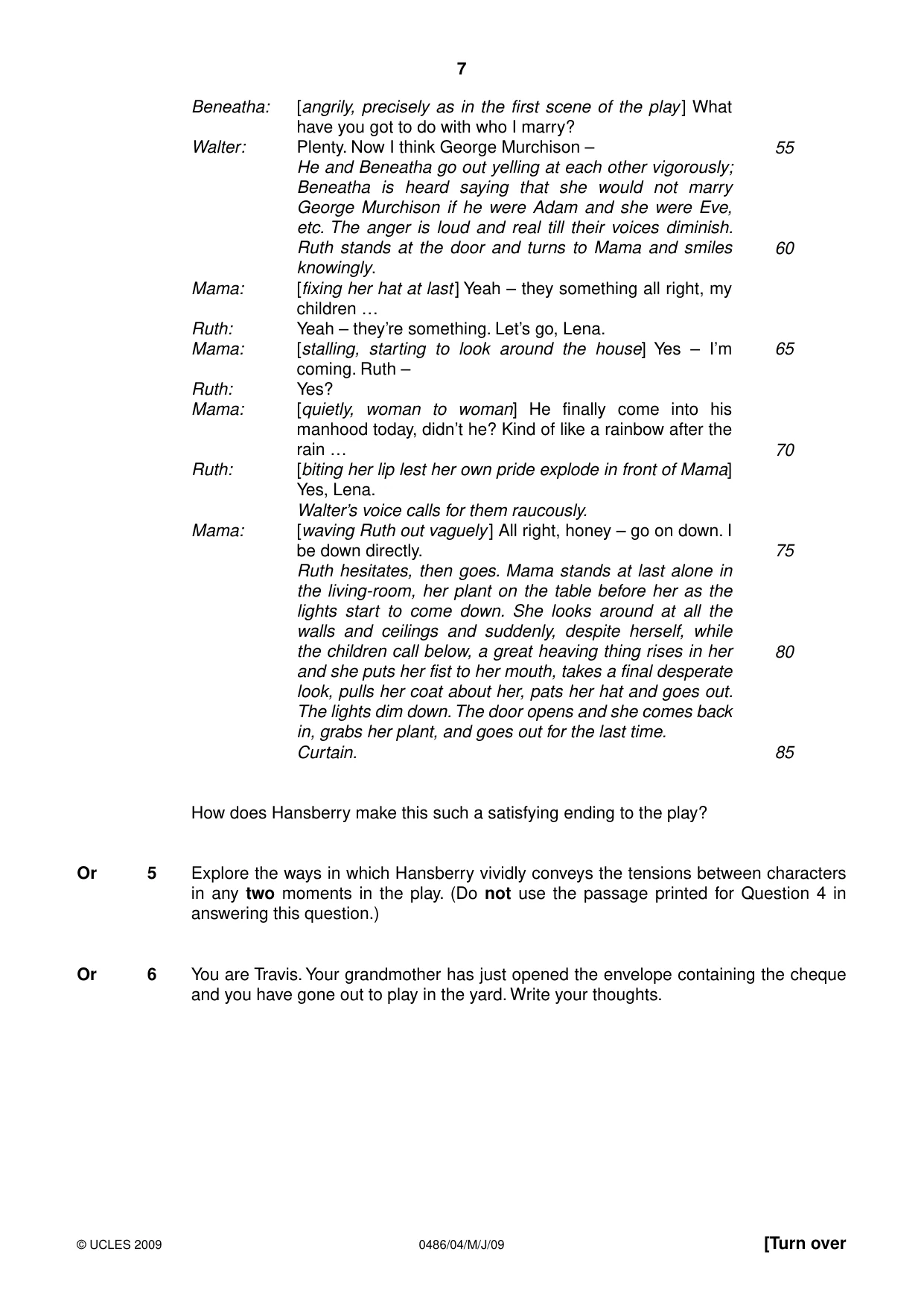 Cambridge IGCSE English - Literature 0486 2009 May/June Paper 4 · Variant 1 question paper, page 7 of 36