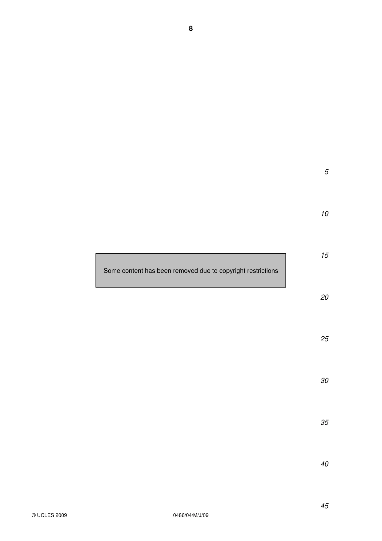 Cambridge IGCSE English - Literature 0486 2009 May/June Paper 4 · Variant 1 question paper, page 8 of 36