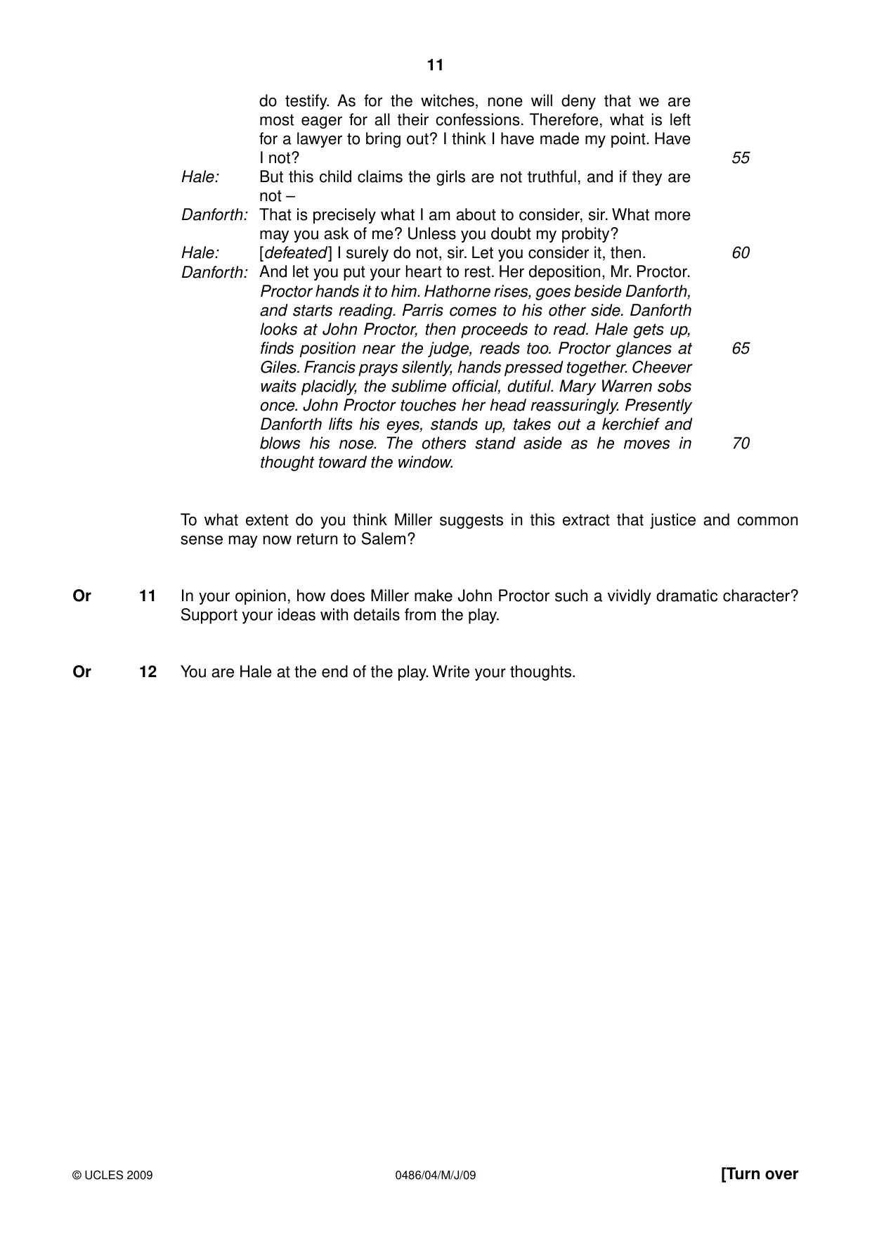 Cambridge IGCSE English - Literature 0486 2009 May/June Paper 4 · Variant 1 question paper, page 11 of 36