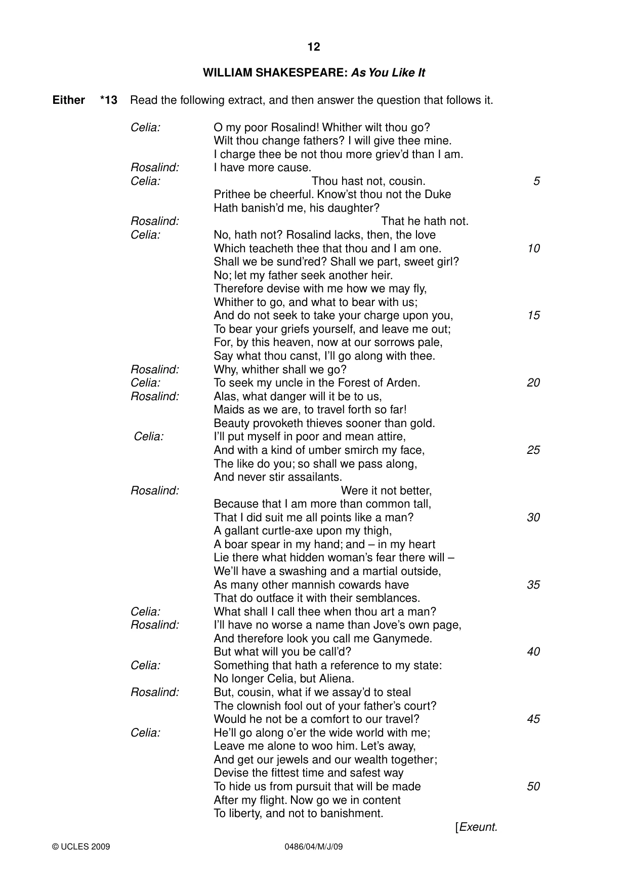 Cambridge IGCSE English - Literature 0486 2009 May/June Paper 4 · Variant 1 question paper, page 12 of 36