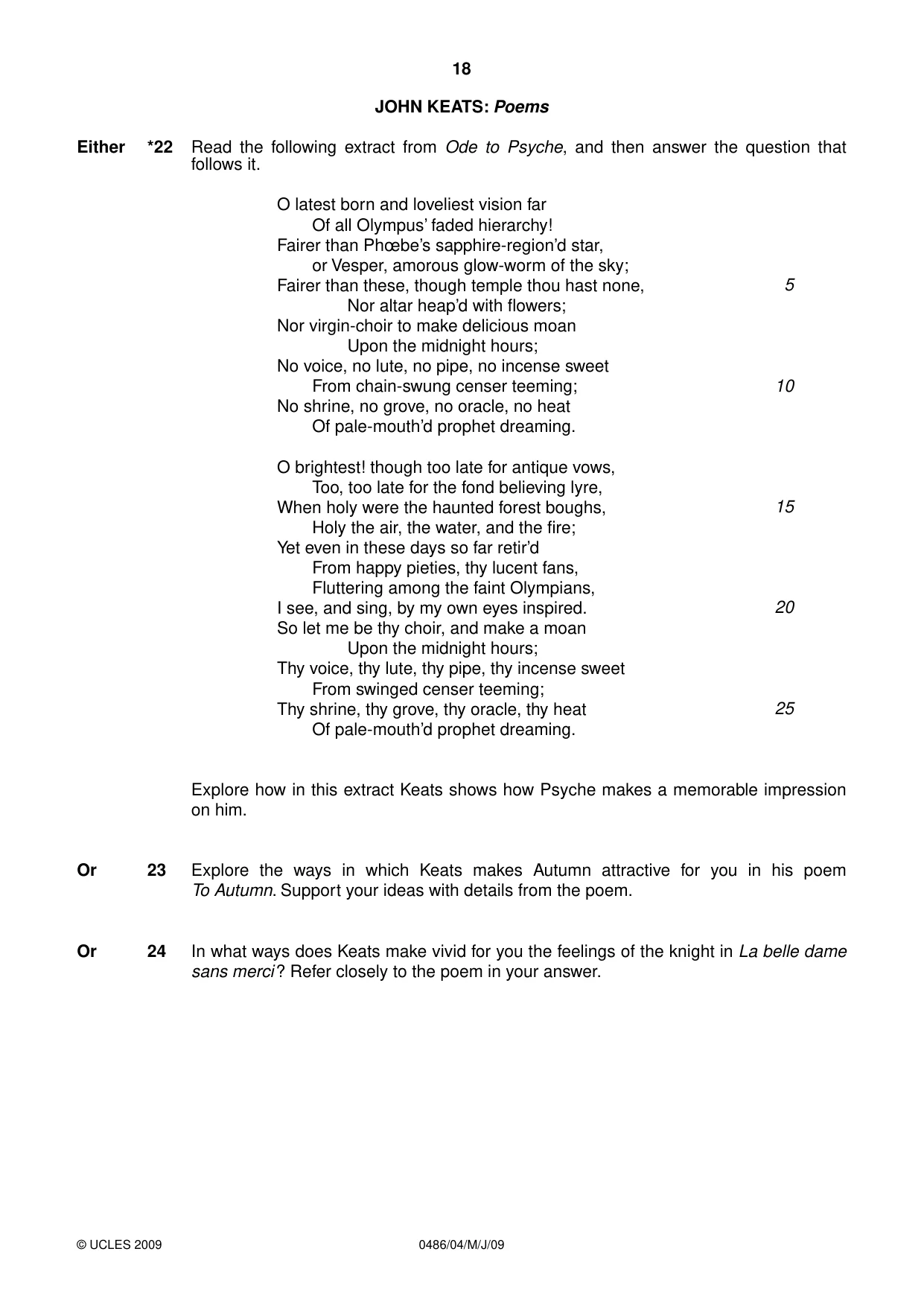 Cambridge IGCSE English - Literature 0486 2009 May/June Paper 4 · Variant 1 question paper, page 18 of 36