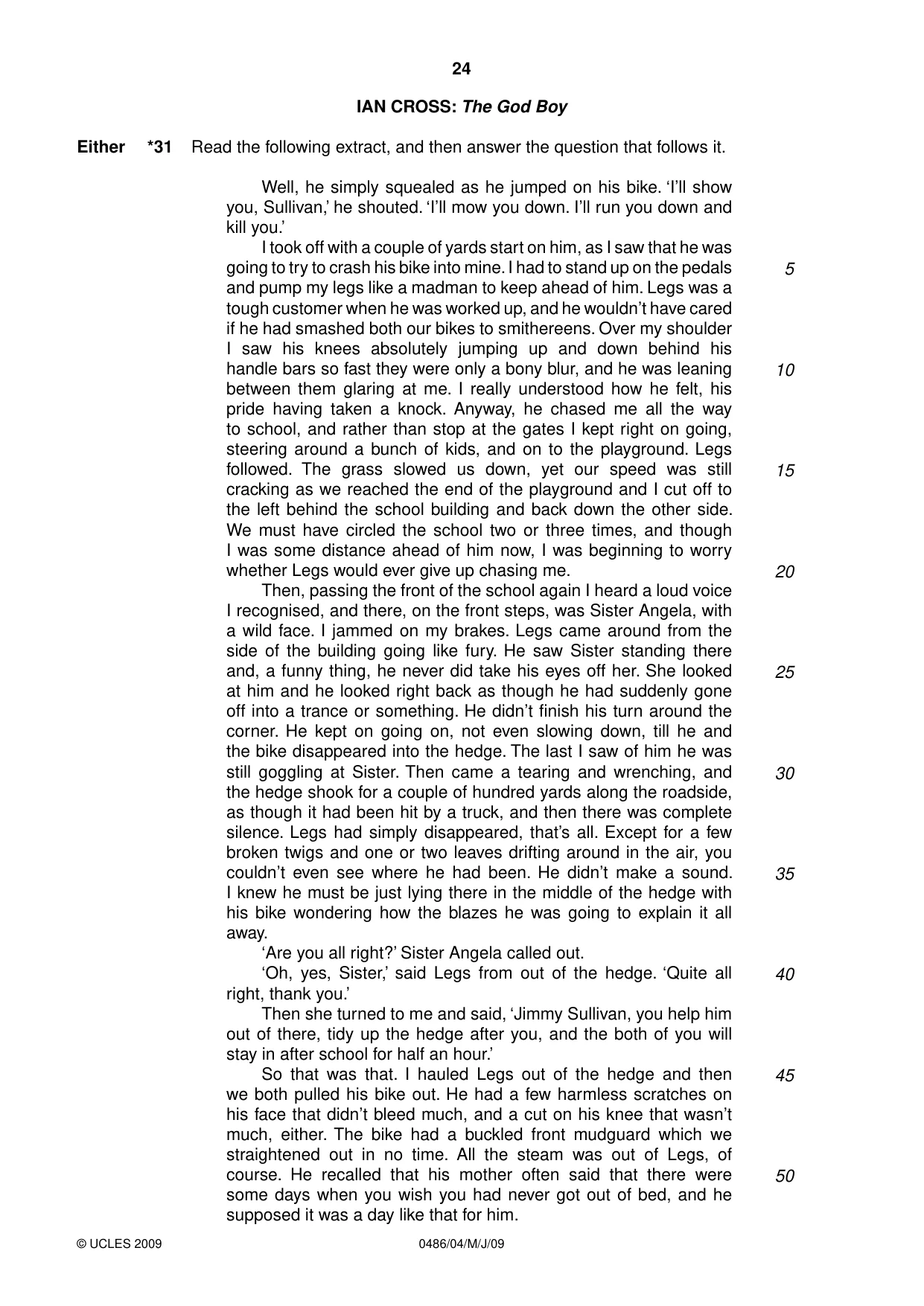 Cambridge IGCSE English - Literature 0486 2009 May/June Paper 4 · Variant 1 question paper, page 24 of 36