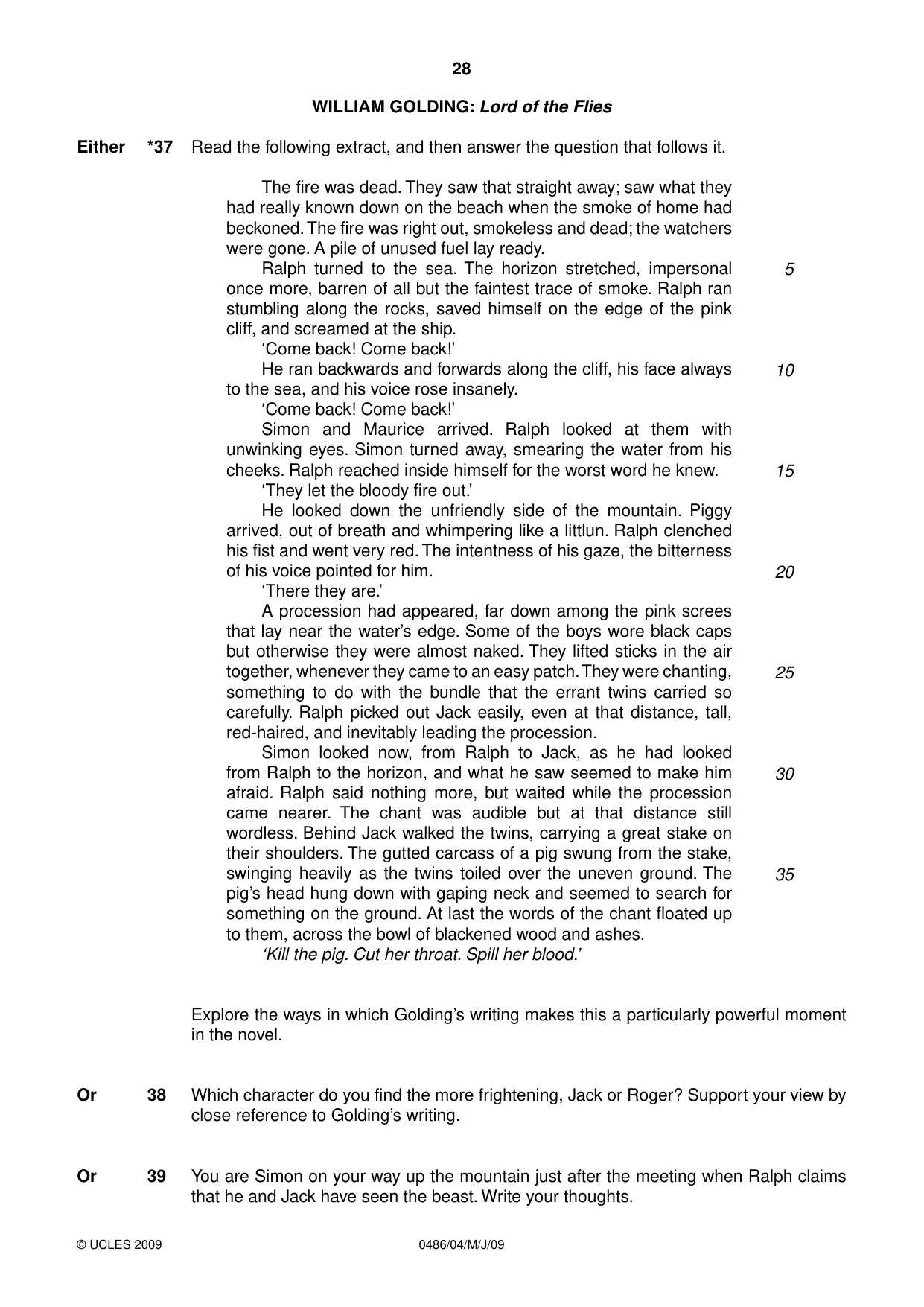 Cambridge IGCSE English - Literature 0486 2009 May/June Paper 4 · Variant 1 question paper, page 28 of 36