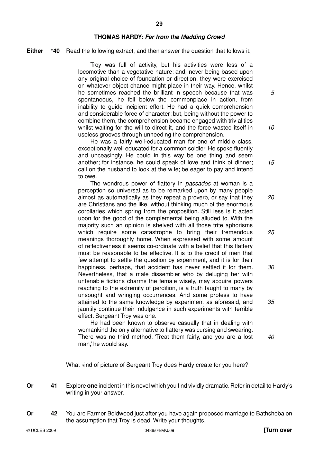 Cambridge IGCSE English - Literature 0486 2009 May/June Paper 4 · Variant 1 question paper, page 29 of 36