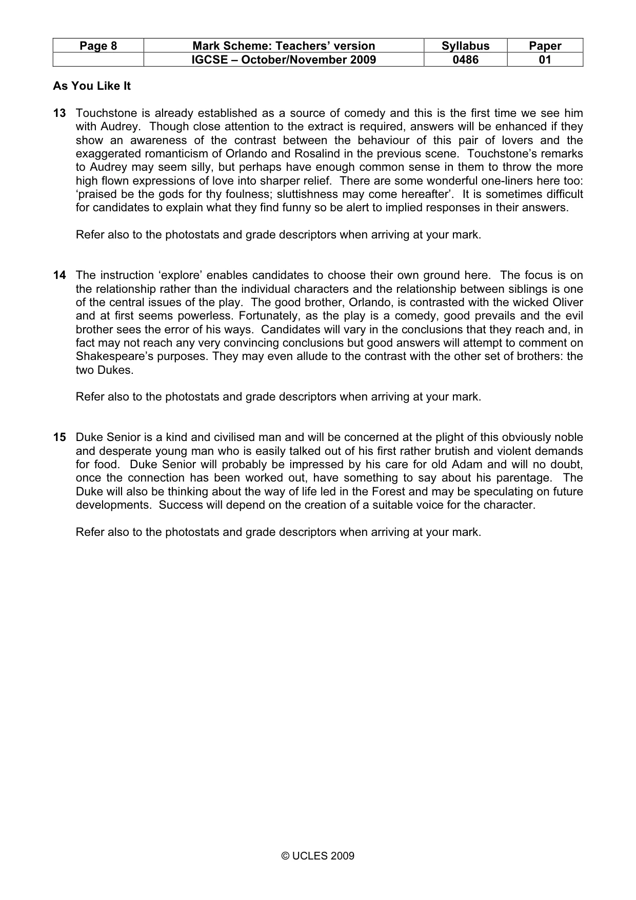 Mark scheme, page 8 of 18