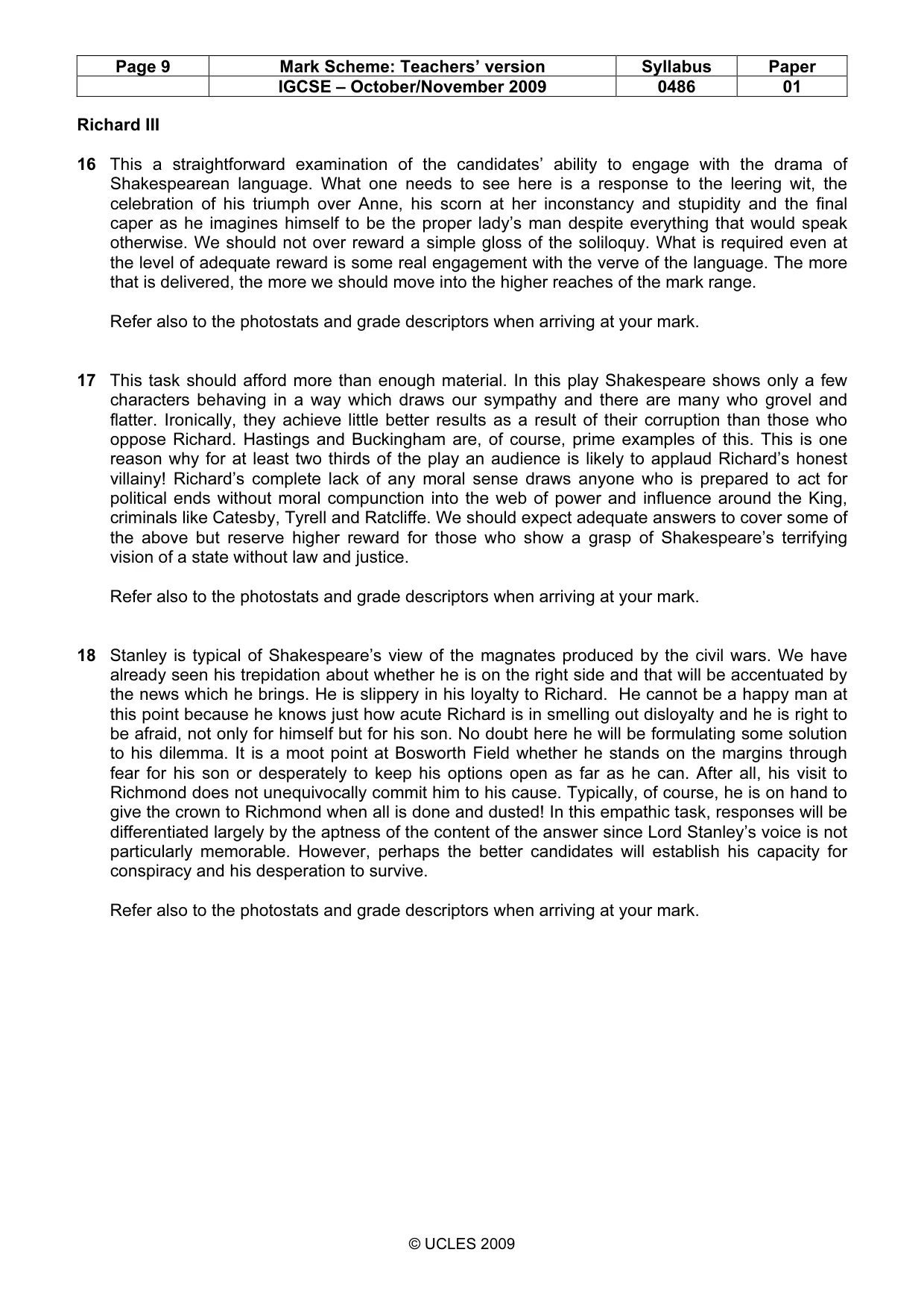 Mark scheme, page 9 of 18