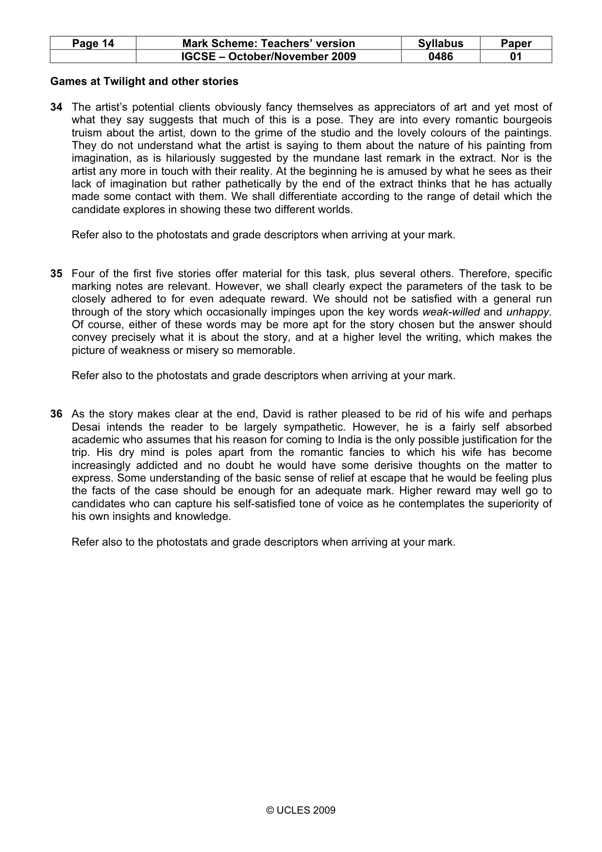 Mark scheme, page 14 of 18