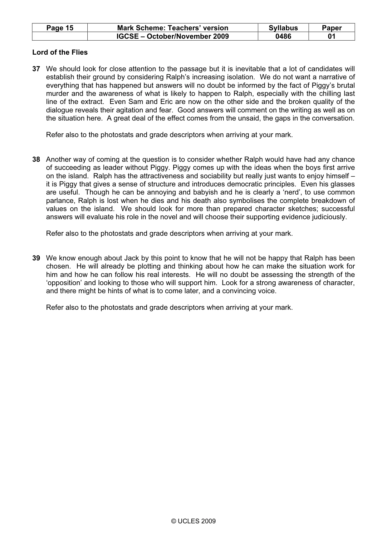 Mark scheme, page 15 of 18