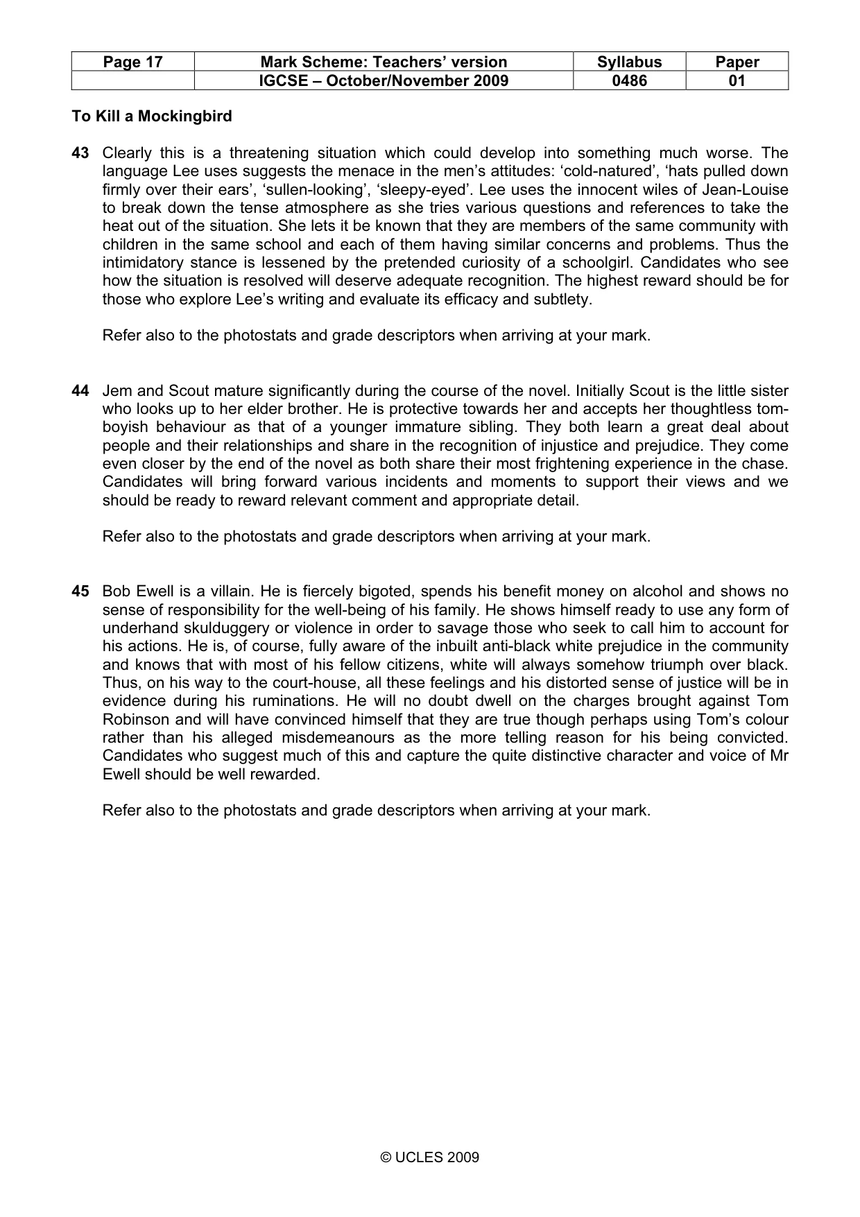 Mark scheme, page 17 of 18