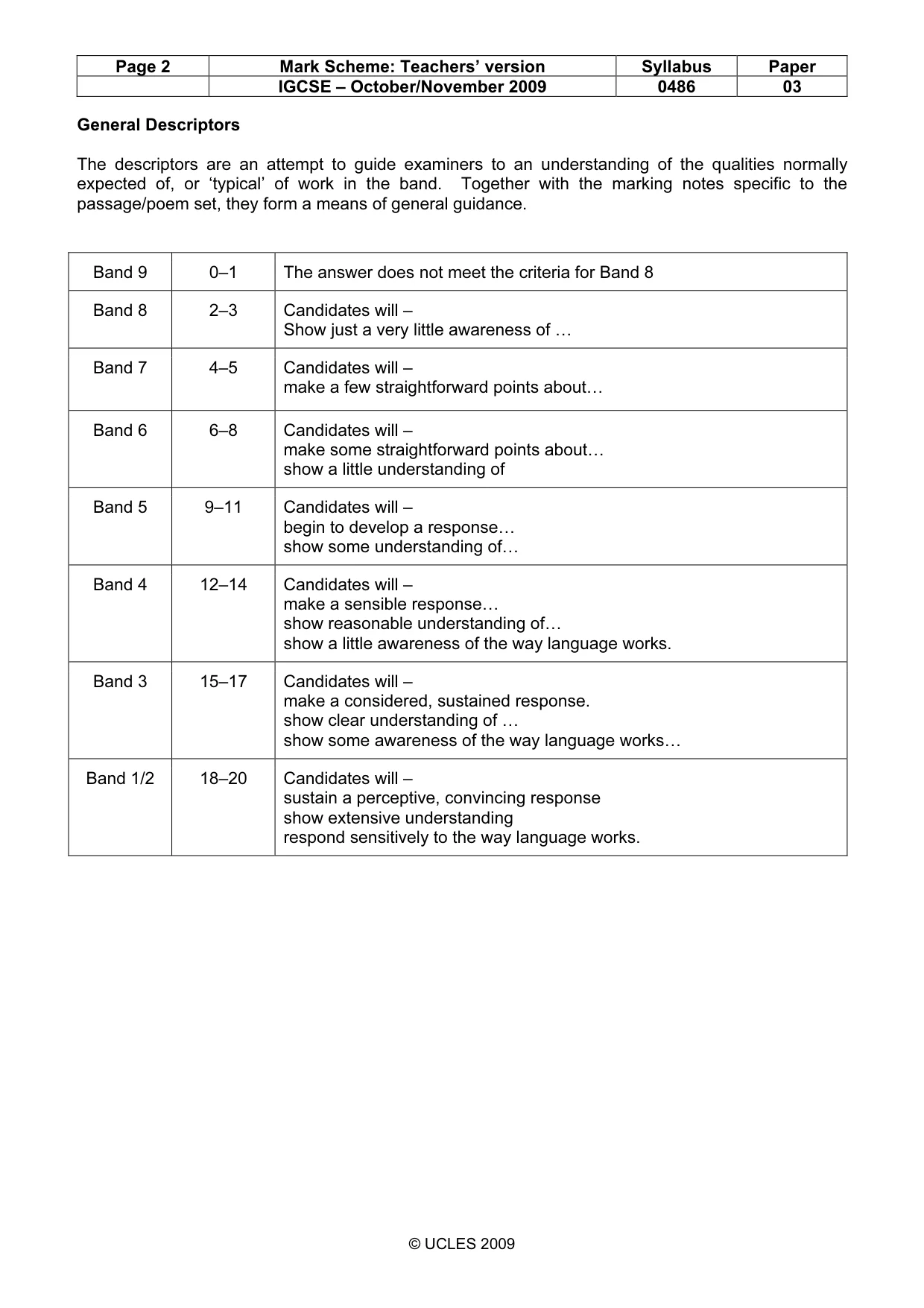 Mark scheme, page 2 of 6
