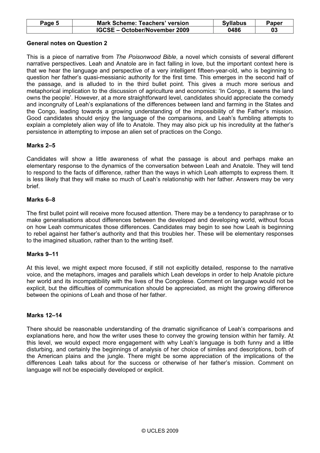 Mark scheme, page 5 of 6