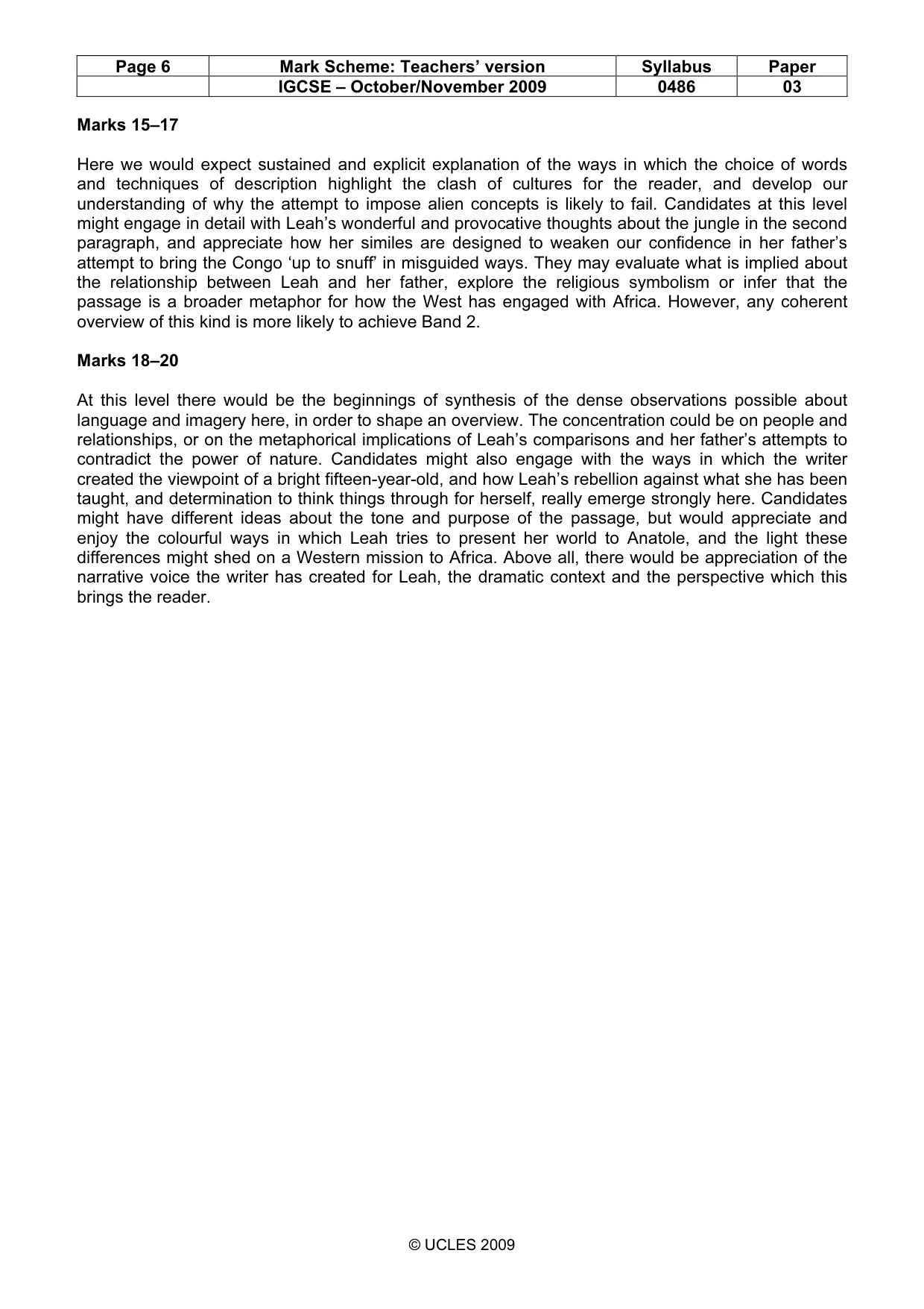 Mark scheme, page 6 of 6