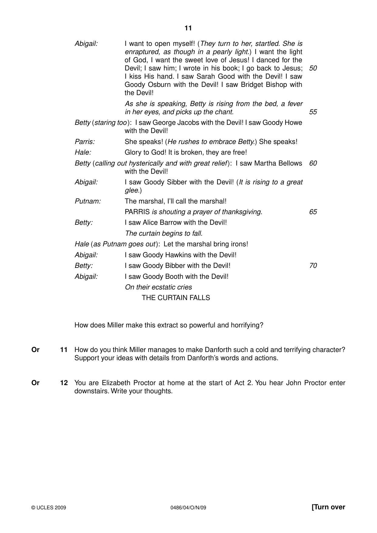 Cambridge IGCSE English - Literature 0486 2009 Oct/Nov Paper 4 · Variant 1 question paper, page 11 of 36