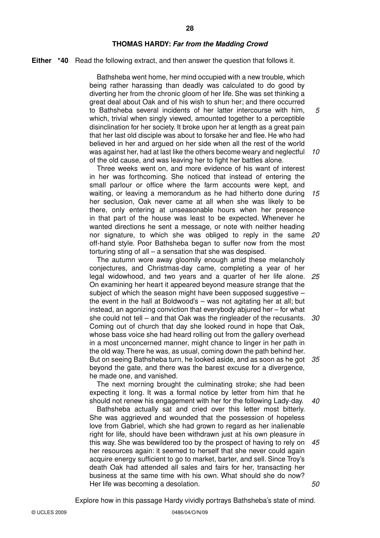 Cambridge IGCSE English - Literature 0486 2009 Oct/Nov Paper 4 · Variant 1 question paper, page 28 of 36