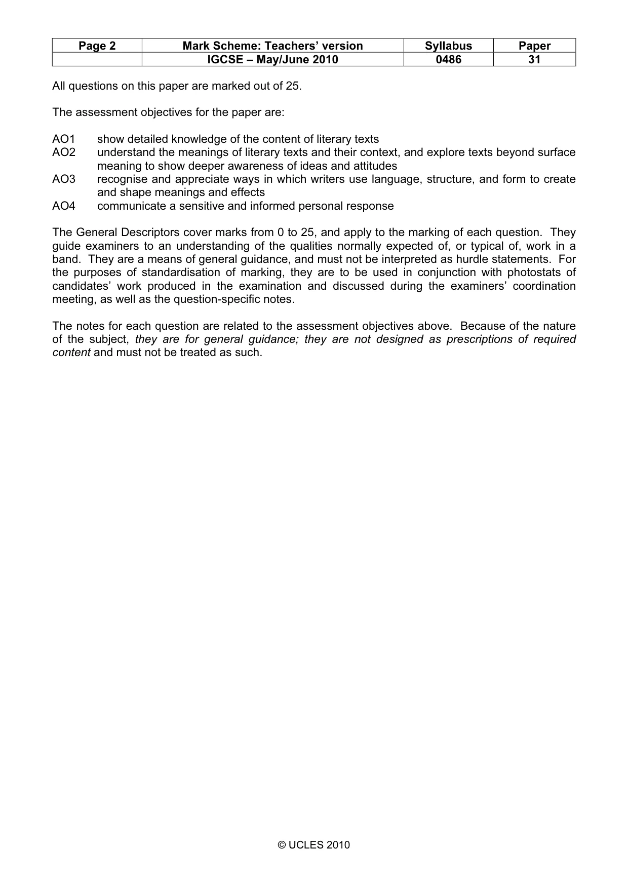 Mark scheme, page 2 of 7