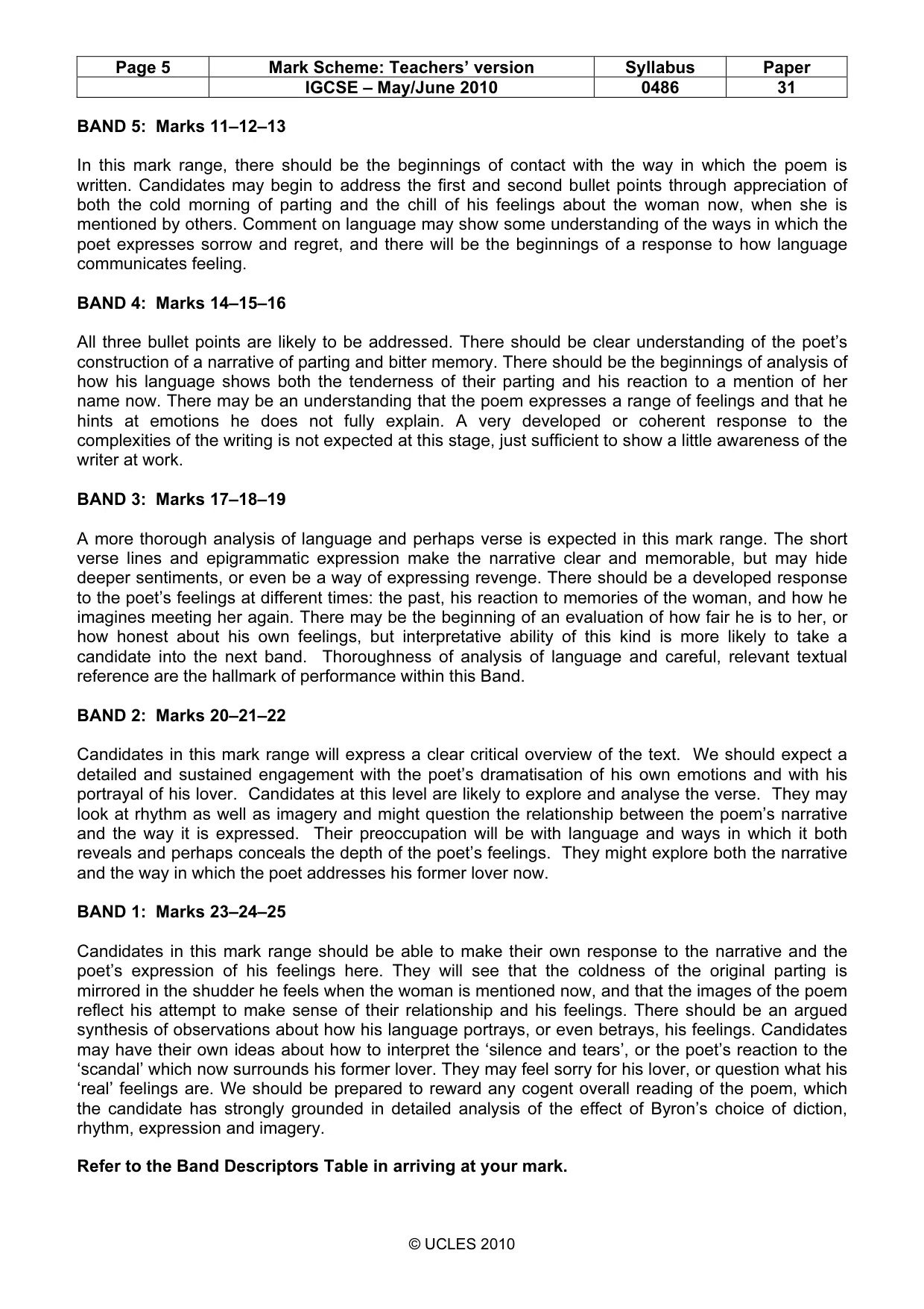 Mark scheme, page 5 of 7