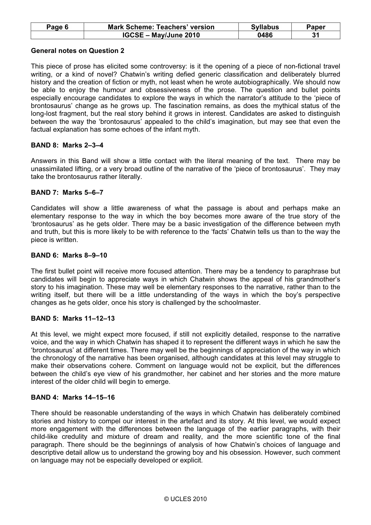 Mark scheme, page 6 of 7