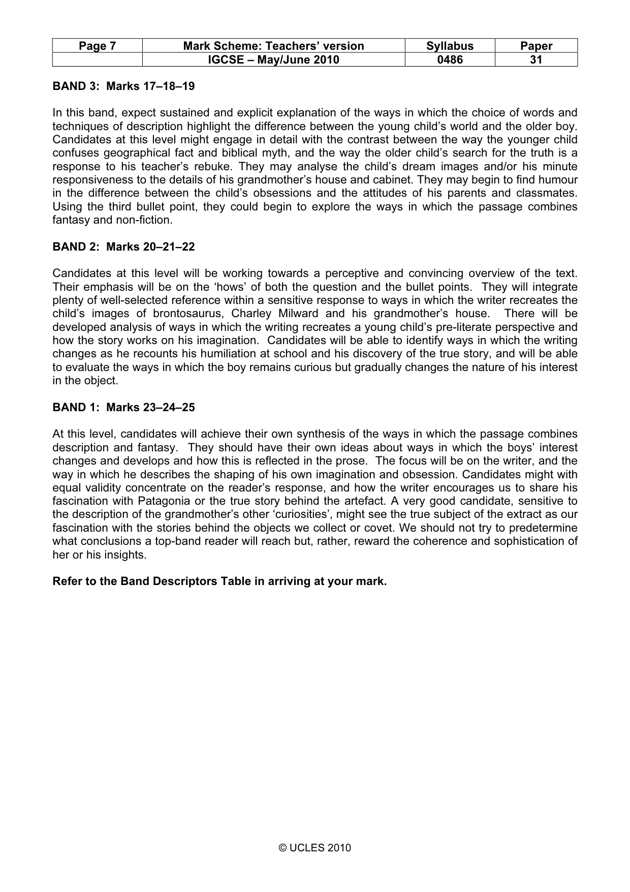 Mark scheme, page 7 of 7