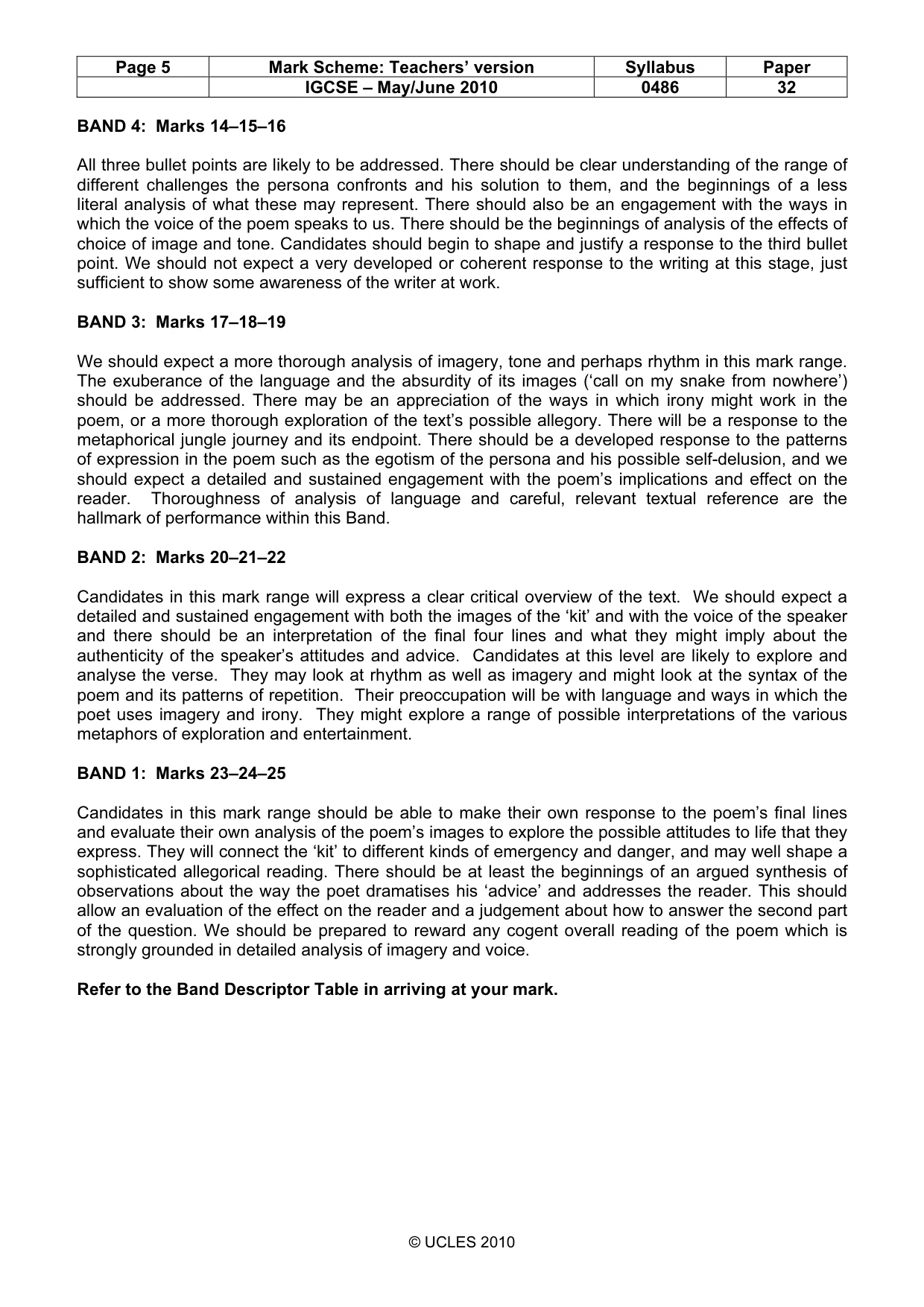 Mark scheme, page 5 of 7