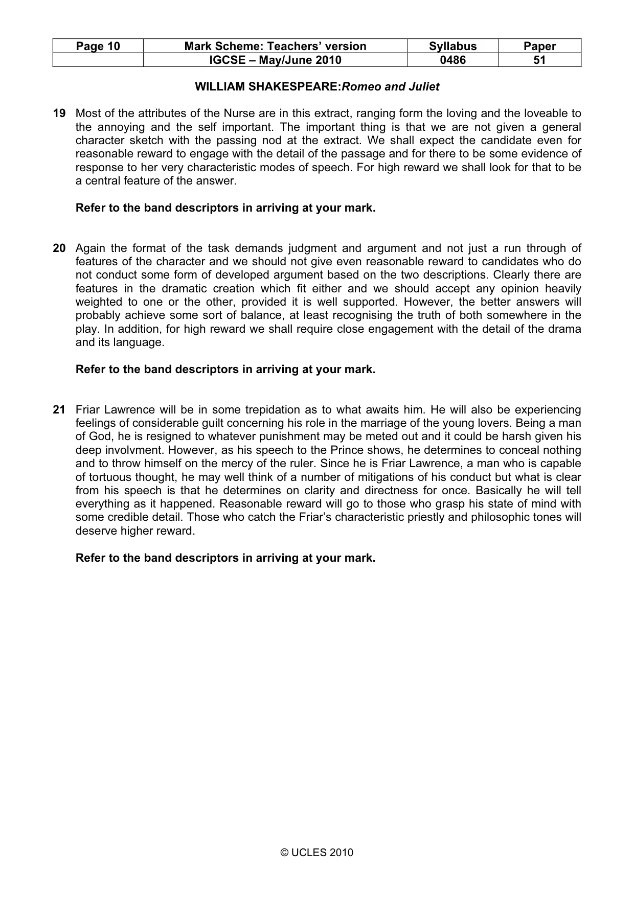Mark scheme, page 10 of 10