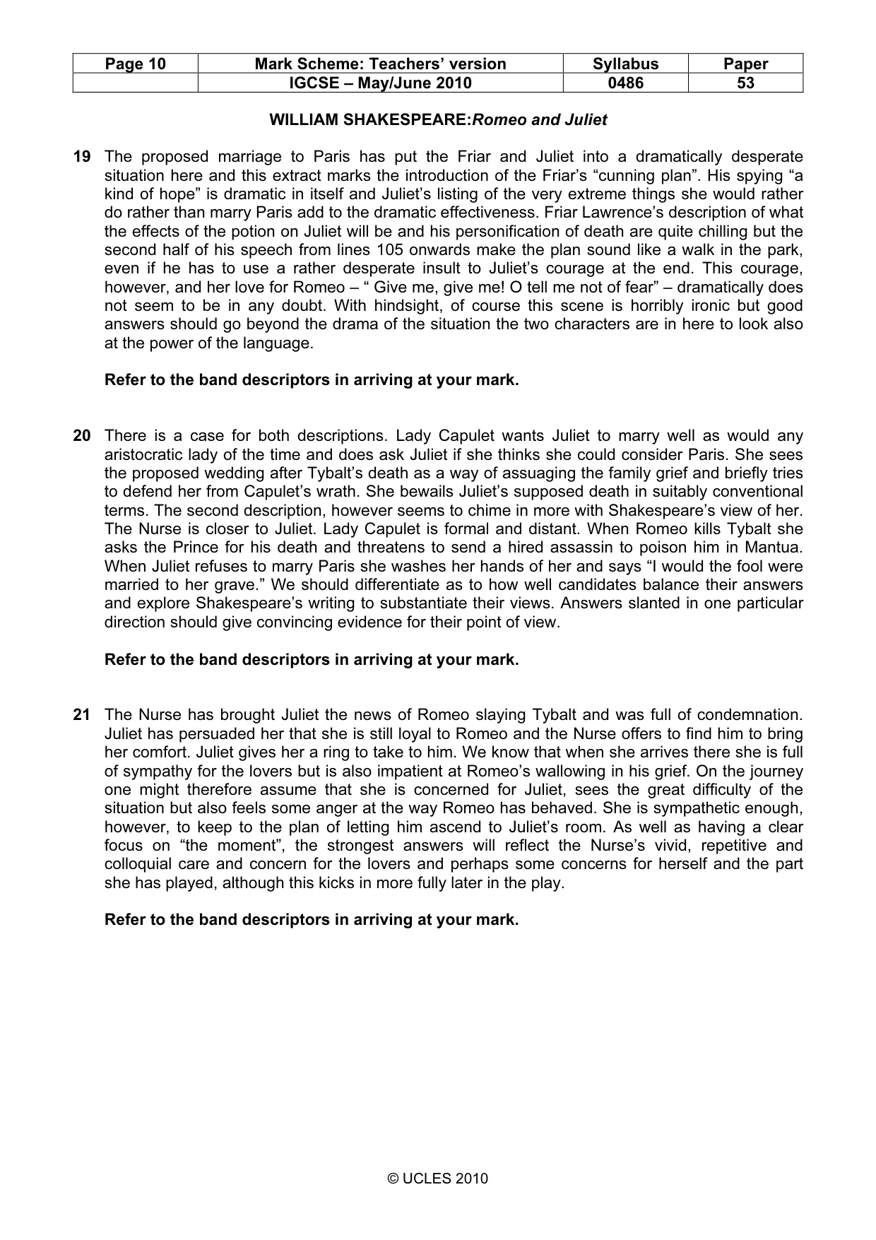 Mark scheme, page 10 of 10