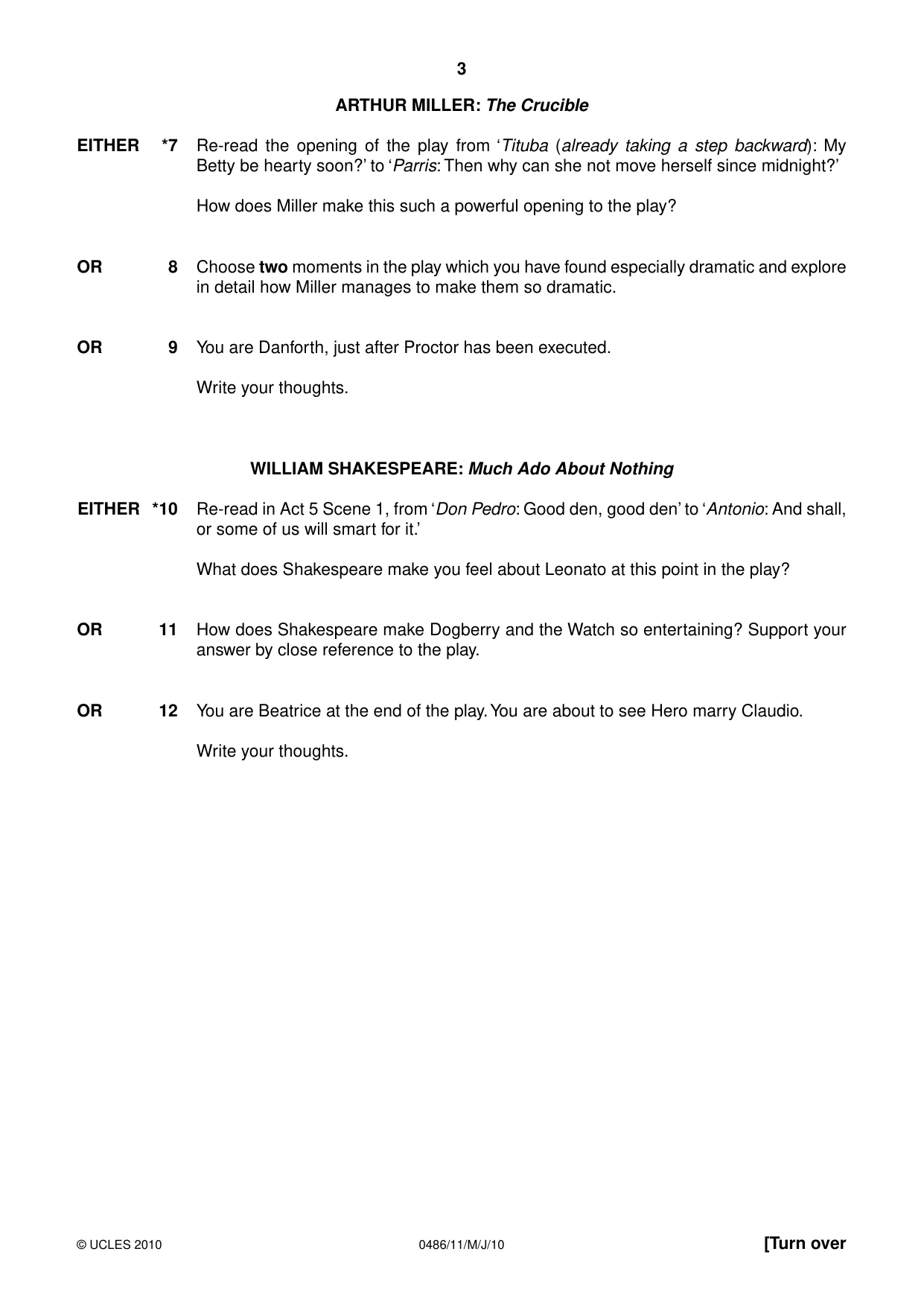 Cambridge IGCSE English - Literature 0486 2010 May/June Paper 1 · Variant 1 question paper, page 3 of 8