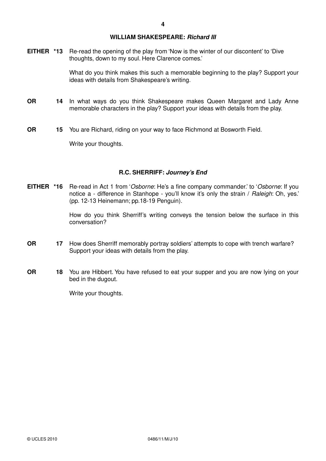 Cambridge IGCSE English - Literature 0486 2010 May/June Paper 1 · Variant 1 question paper, page 4 of 8