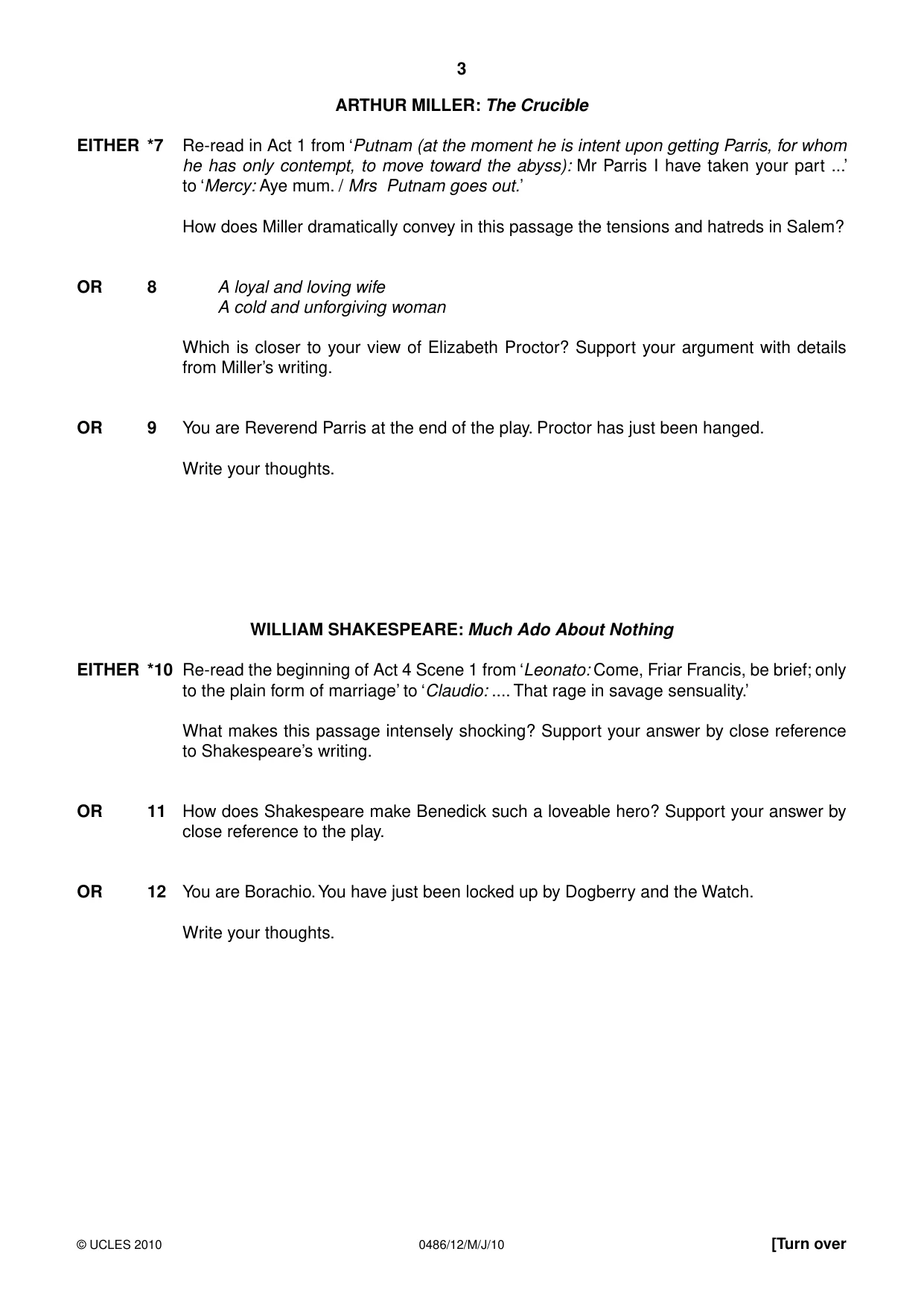 Cambridge IGCSE English - Literature 0486 2010 May/June Paper 1 · Variant 2 question paper, page 3 of 8
