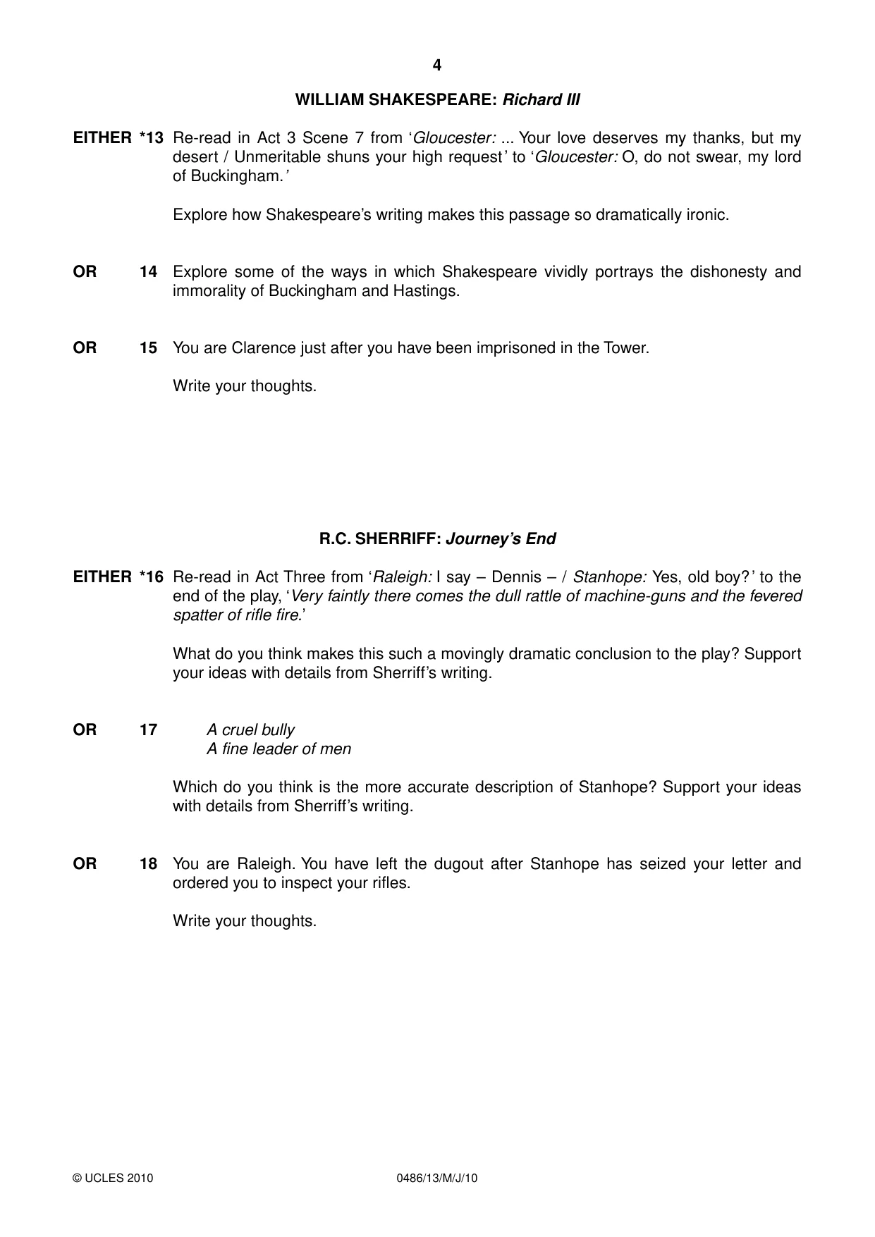 Cambridge IGCSE English - Literature 0486 2010 May/June Paper 1 · Variant 3 question paper, page 4 of 8
