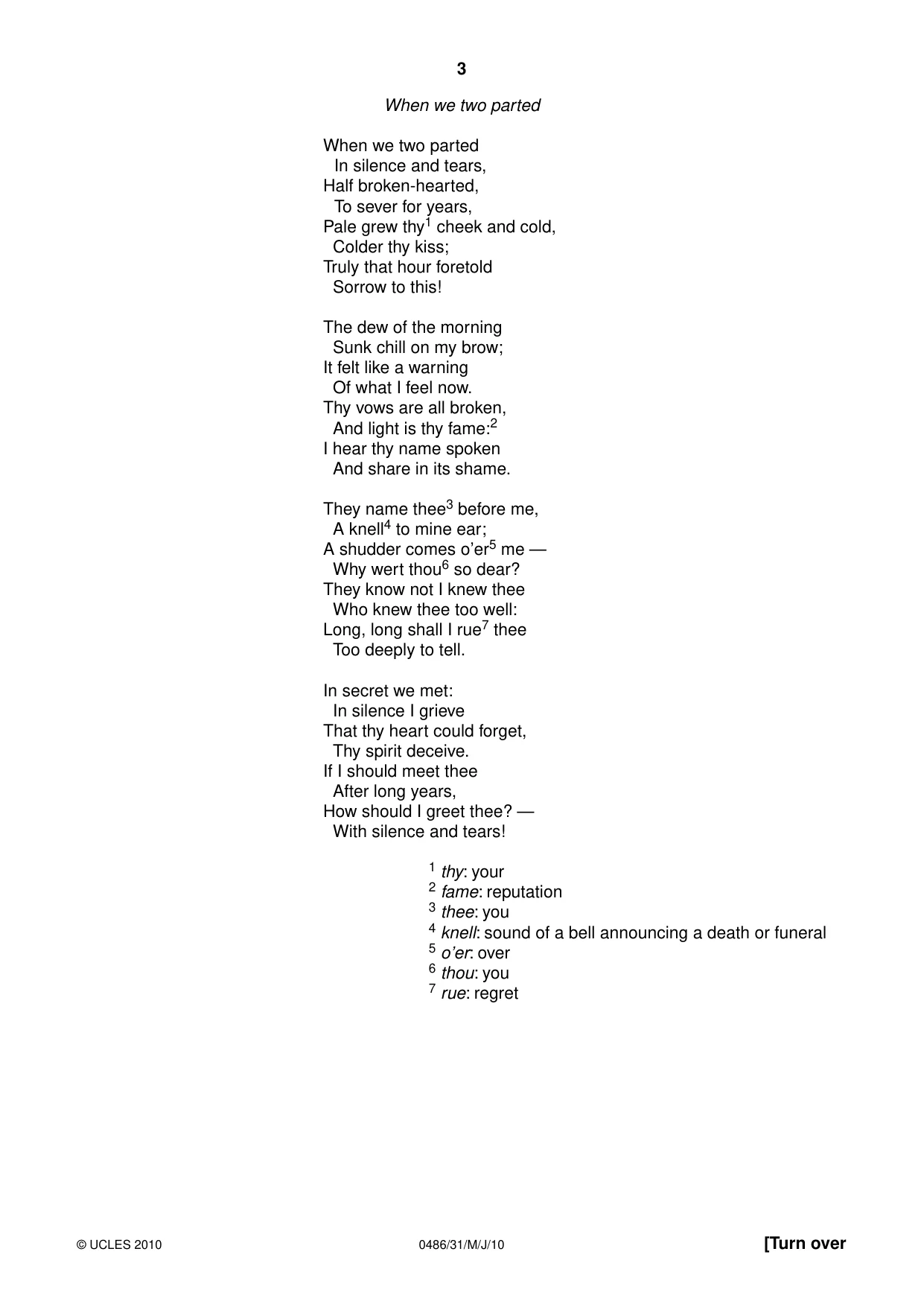 Cambridge IGCSE English - Literature 0486 2010 May/June Paper 3 · Variant 1 question paper, page 3 of 8