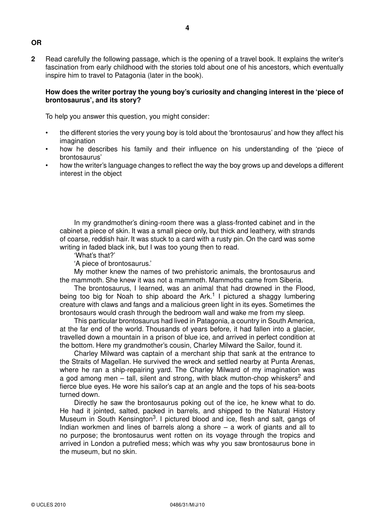 Cambridge IGCSE English - Literature 0486 2010 May/June Paper 3 · Variant 1 question paper, page 4 of 8