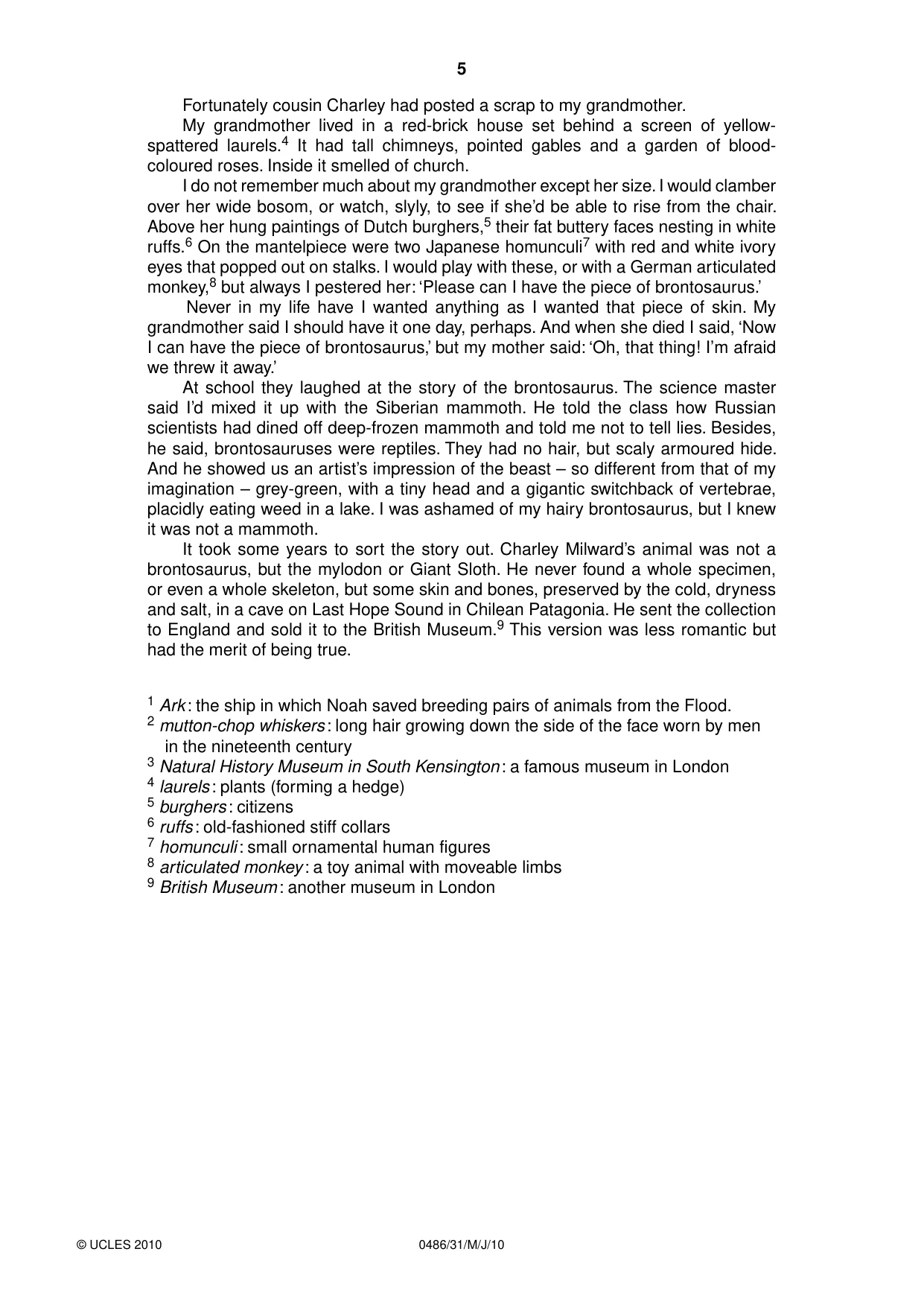 Cambridge IGCSE English - Literature 0486 2010 May/June Paper 3 · Variant 1 question paper, page 5 of 8