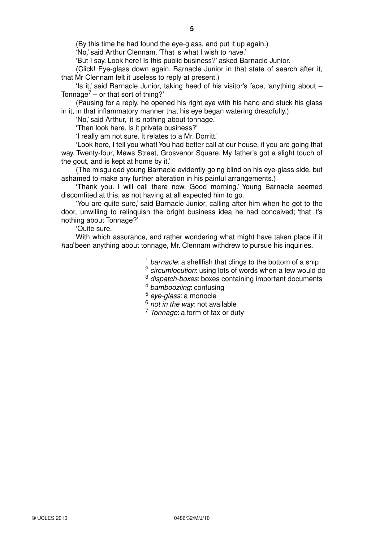 Cambridge IGCSE English - Literature 0486 2010 May/June Paper 3 · Variant 2 question paper, page 5 of 8