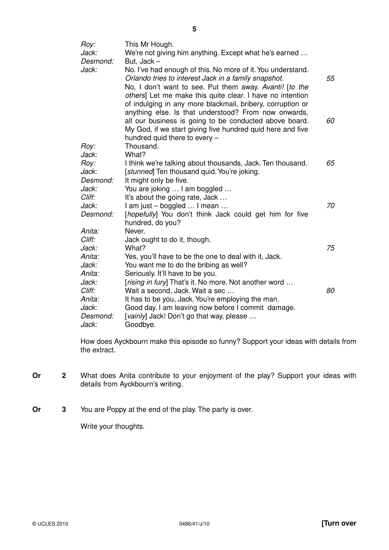 Cambridge IGCSE English - Literature 0486 2010 May/June Paper 4 · Variant 1 question paper, page 5 of 36
