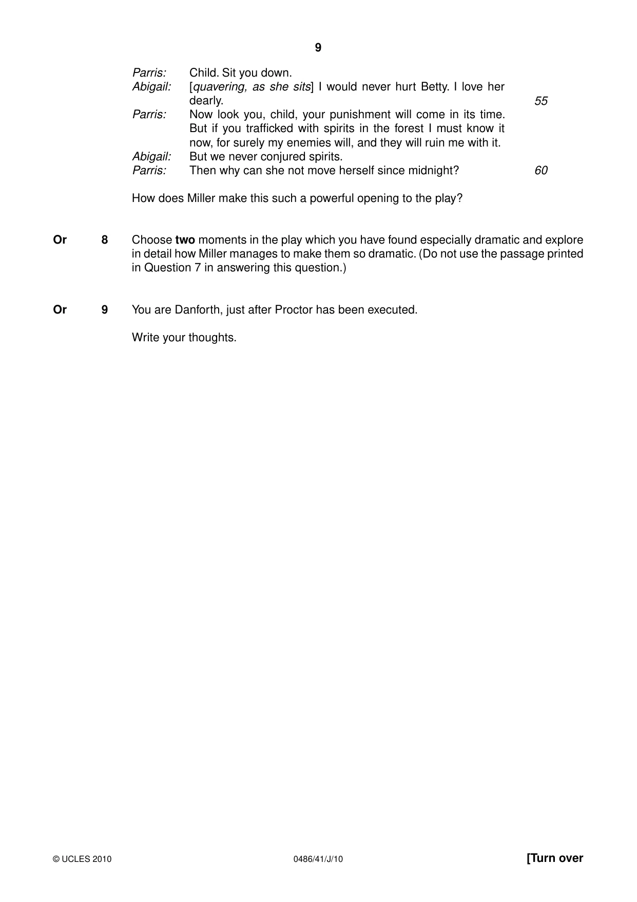 Cambridge IGCSE English - Literature 0486 2010 May/June Paper 4 · Variant 1 question paper, page 9 of 36