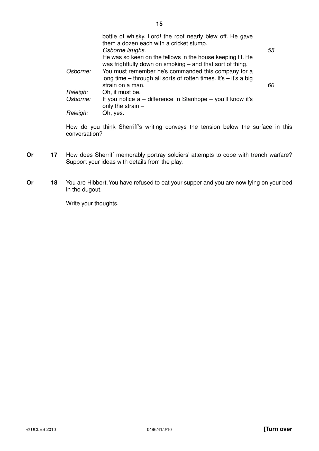 Cambridge IGCSE English - Literature 0486 2010 May/June Paper 4 · Variant 1 question paper, page 15 of 36