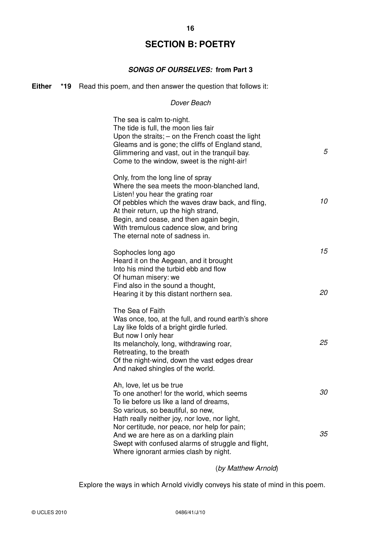 Cambridge IGCSE English - Literature 0486 2010 May/June Paper 4 · Variant 1 question paper, page 16 of 36