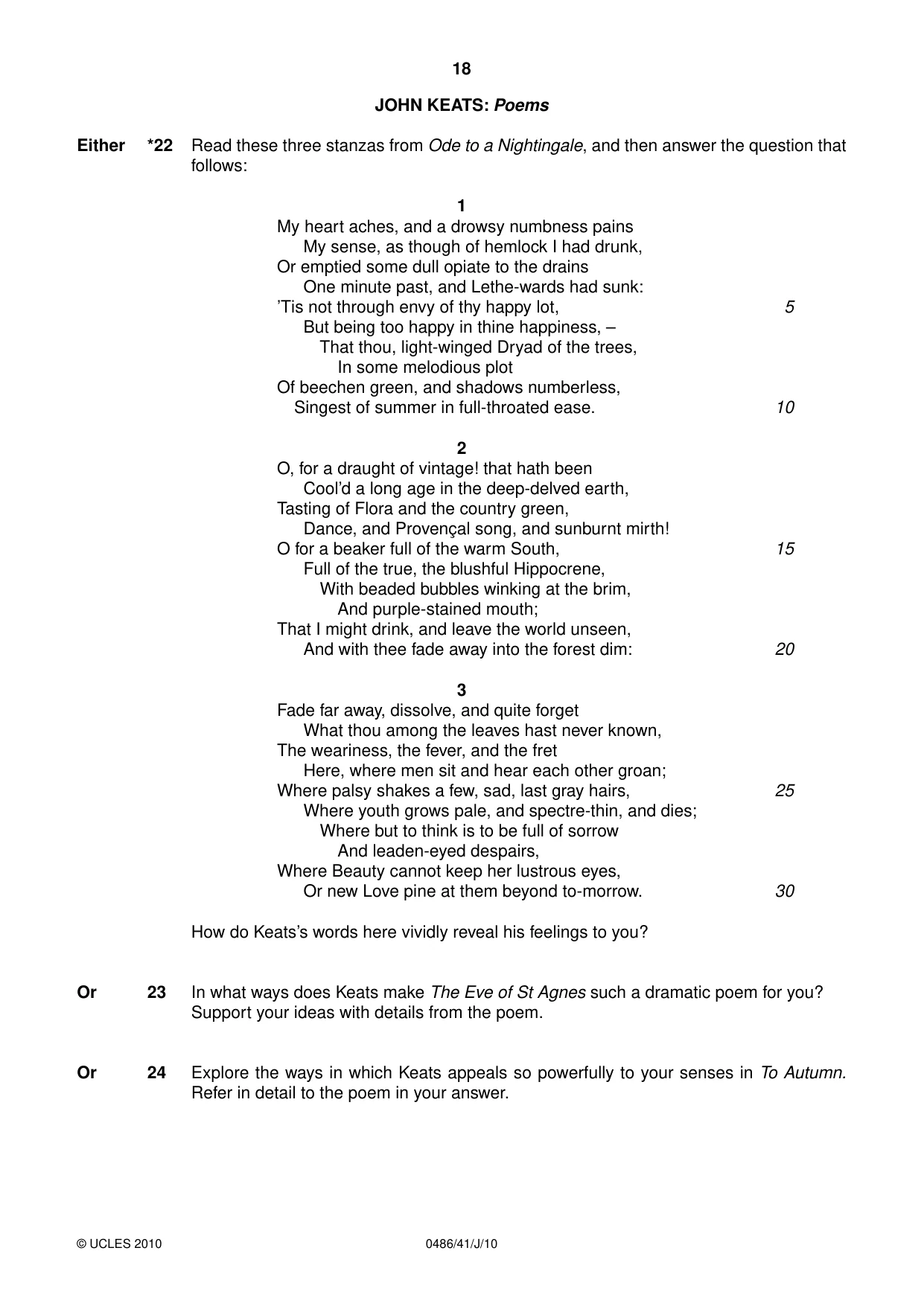 Cambridge IGCSE English - Literature 0486 2010 May/June Paper 4 · Variant 1 question paper, page 18 of 36