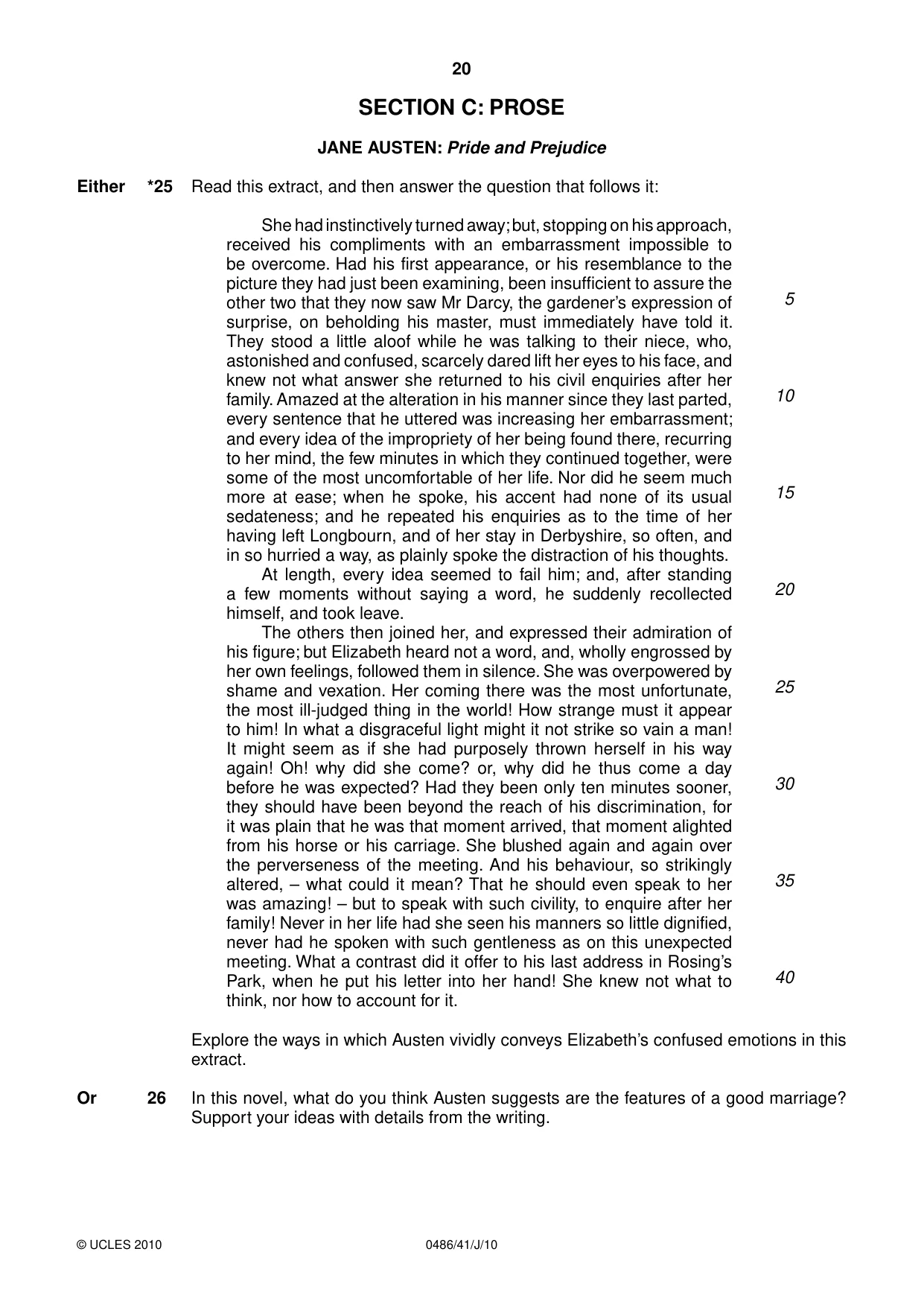 Cambridge IGCSE English - Literature 0486 2010 May/June Paper 4 · Variant 1 question paper, page 20 of 36