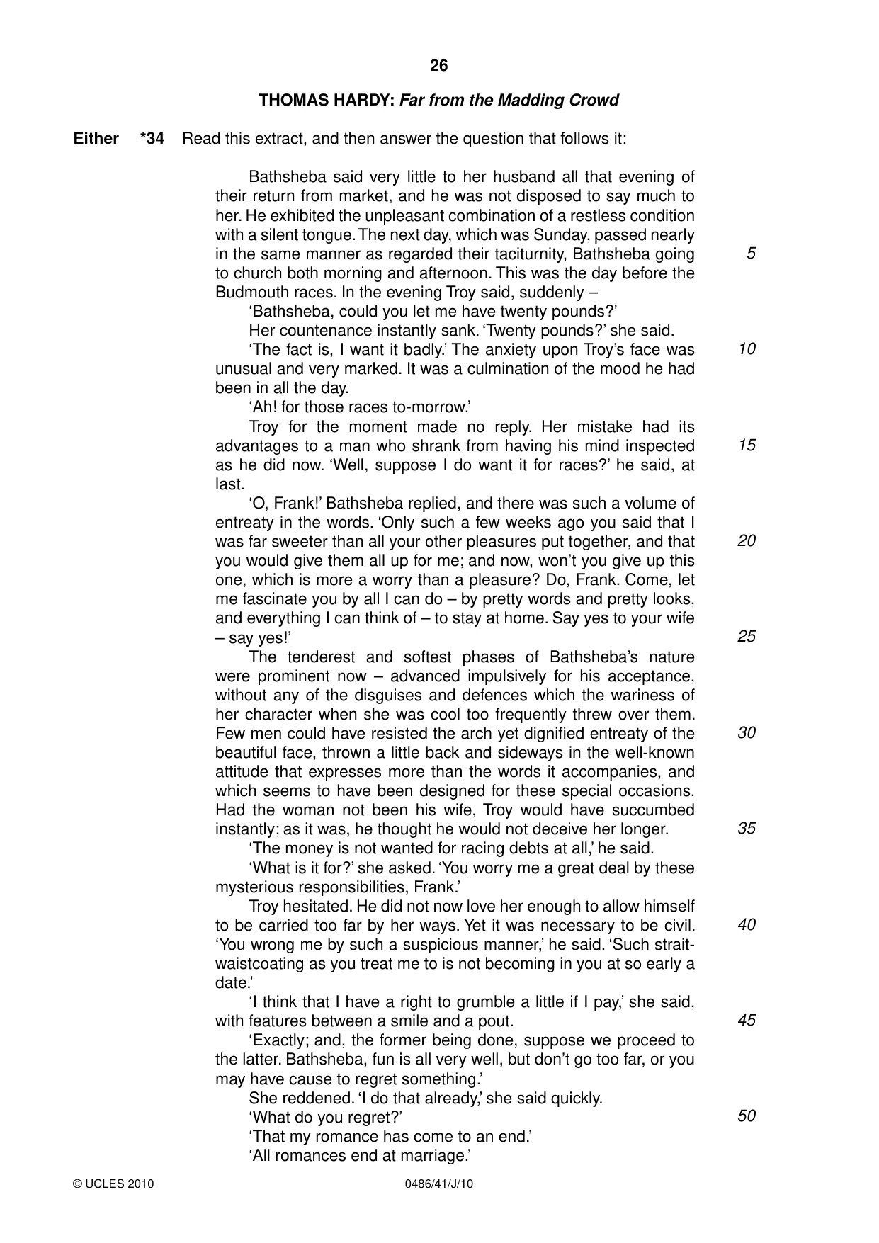 Cambridge IGCSE English - Literature 0486 2010 May/June Paper 4 · Variant 1 question paper, page 26 of 36