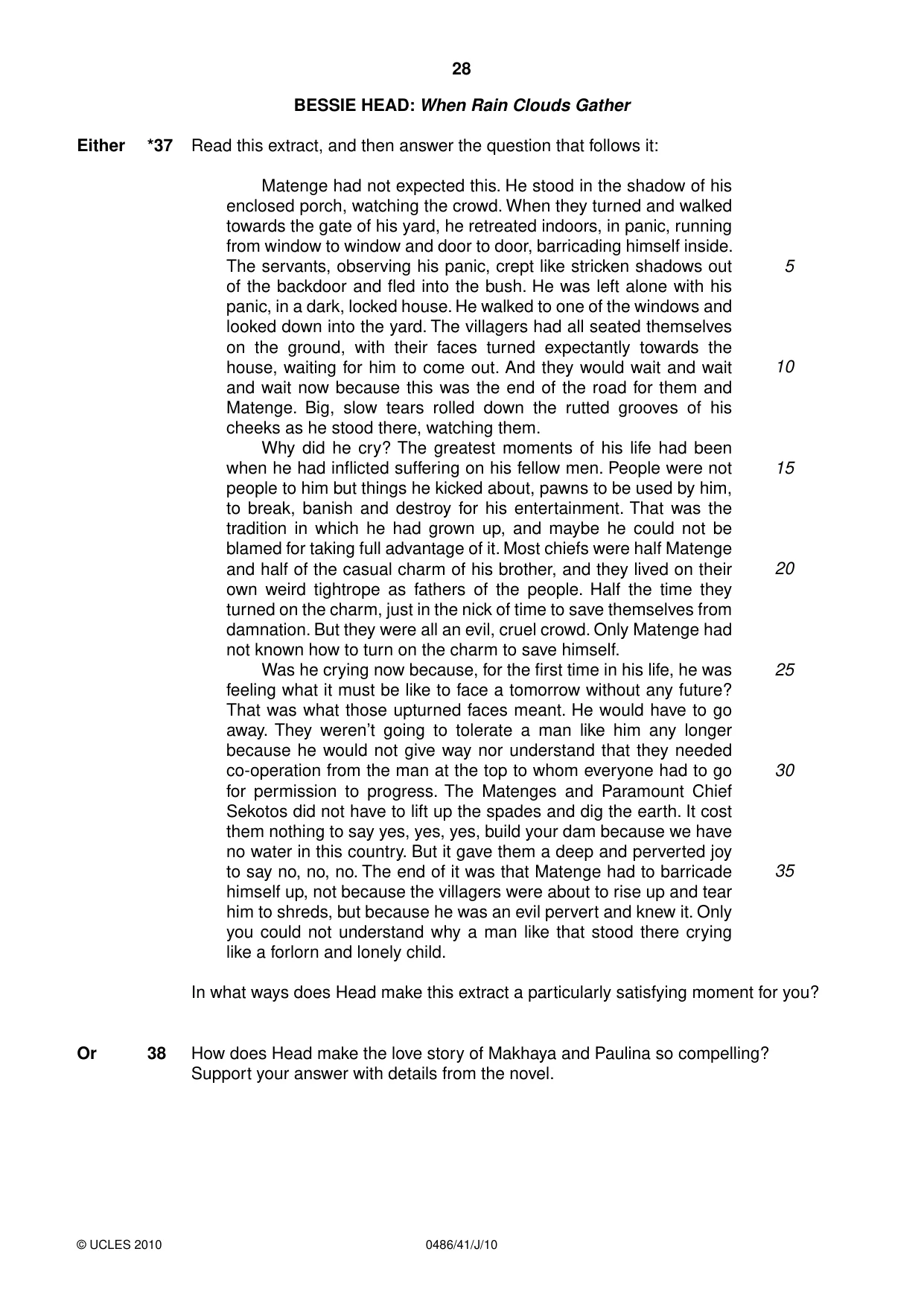 Cambridge IGCSE English - Literature 0486 2010 May/June Paper 4 · Variant 1 question paper, page 28 of 36