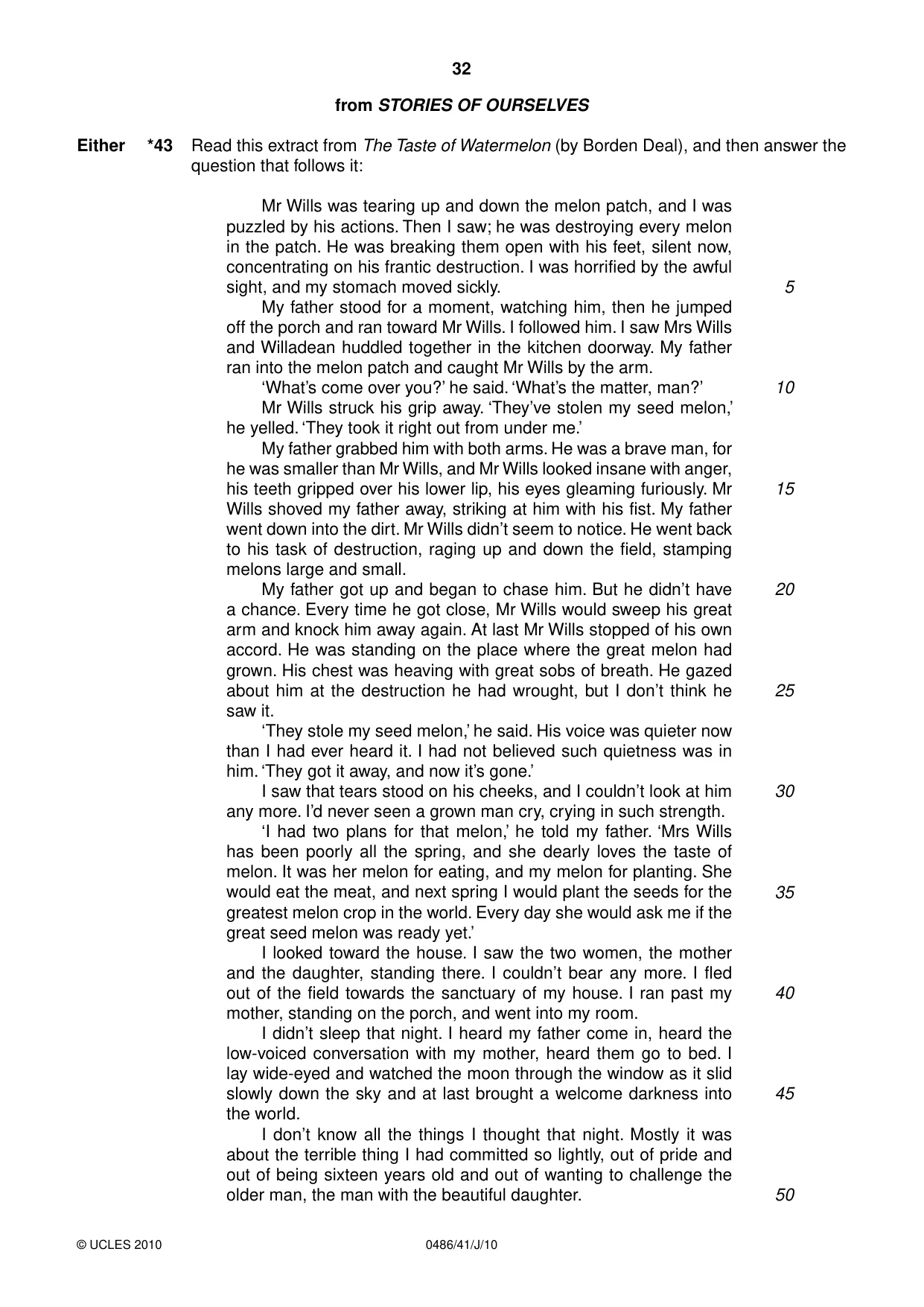 Cambridge IGCSE English - Literature 0486 2010 May/June Paper 4 · Variant 1 question paper, page 32 of 36
