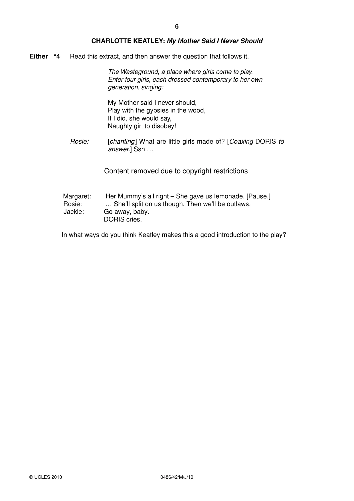 Cambridge IGCSE English - Literature 0486 2010 May/June Paper 4 · Variant 2 question paper, page 6 of 32