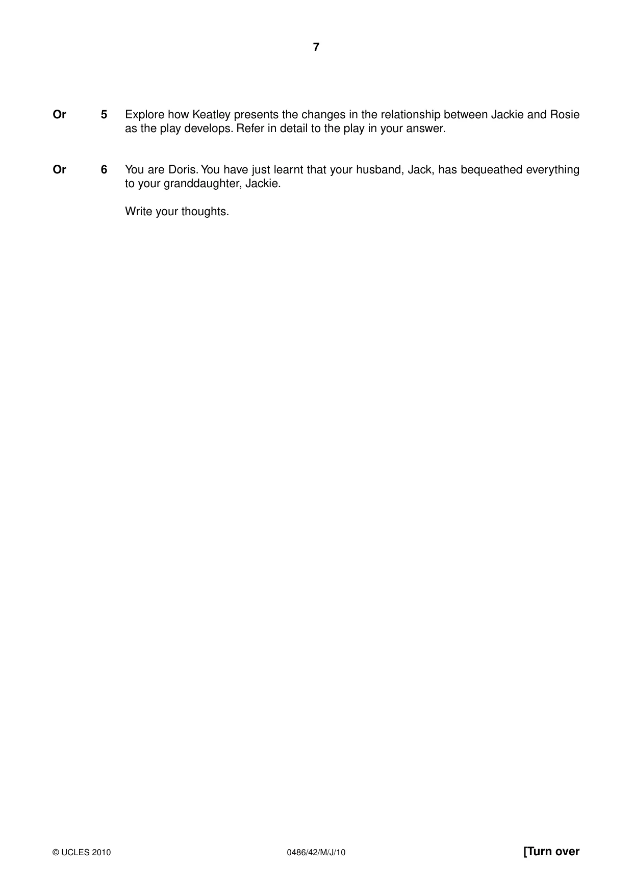 Cambridge IGCSE English - Literature 0486 2010 May/June Paper 4 · Variant 2 question paper, page 7 of 32